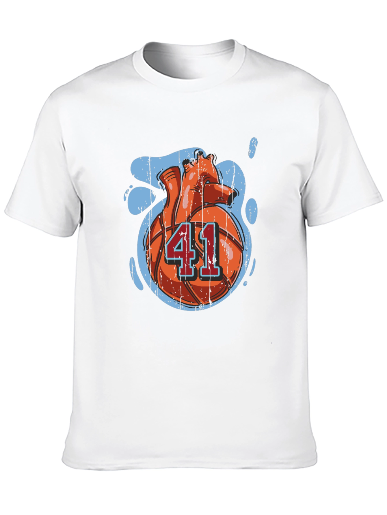 Basketball Heart Number 41 Graphic T-Shirt
