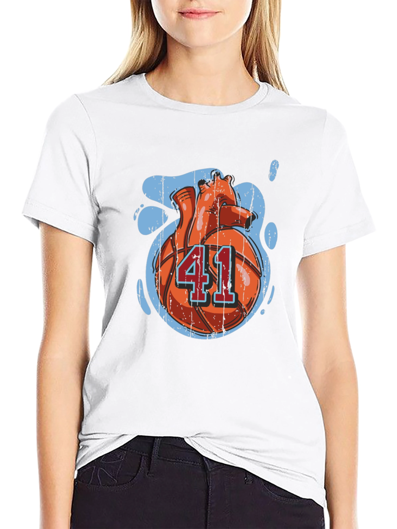 Basketball Heart Number 41 Graphic T-Shirt