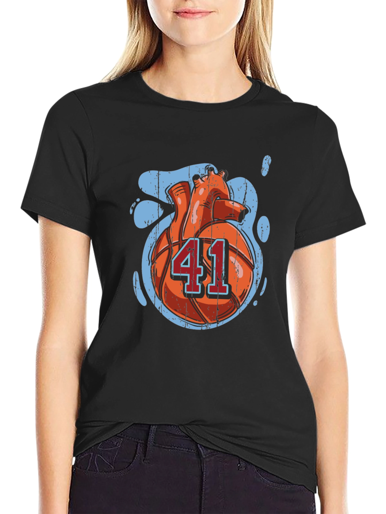 Basketball Heart Number 41 Graphic T-Shirt