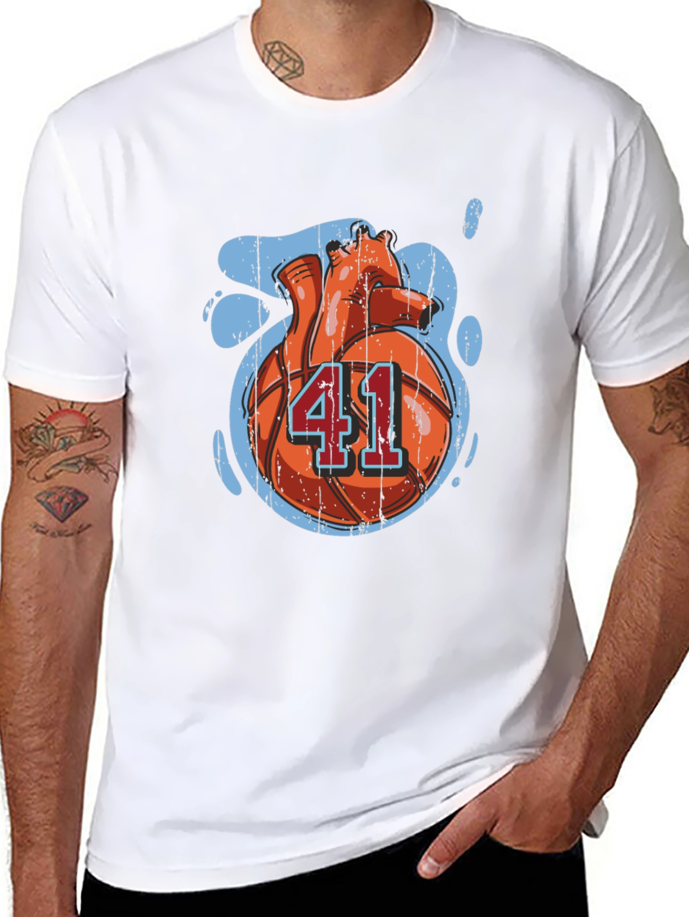 Basketball Heart Number 41 Graphic T-Shirt