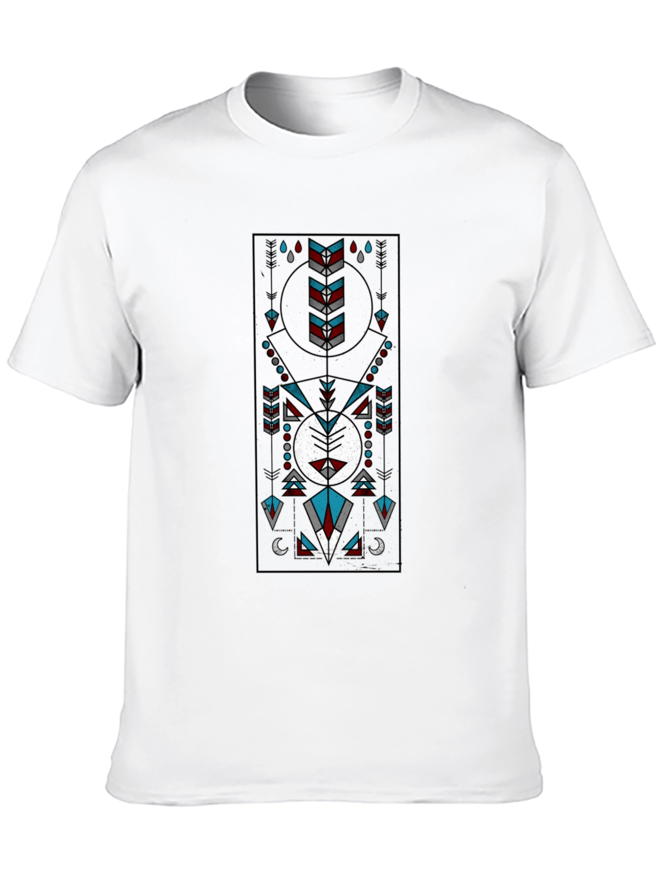 Geometric Tribal Design Black T-Shirt