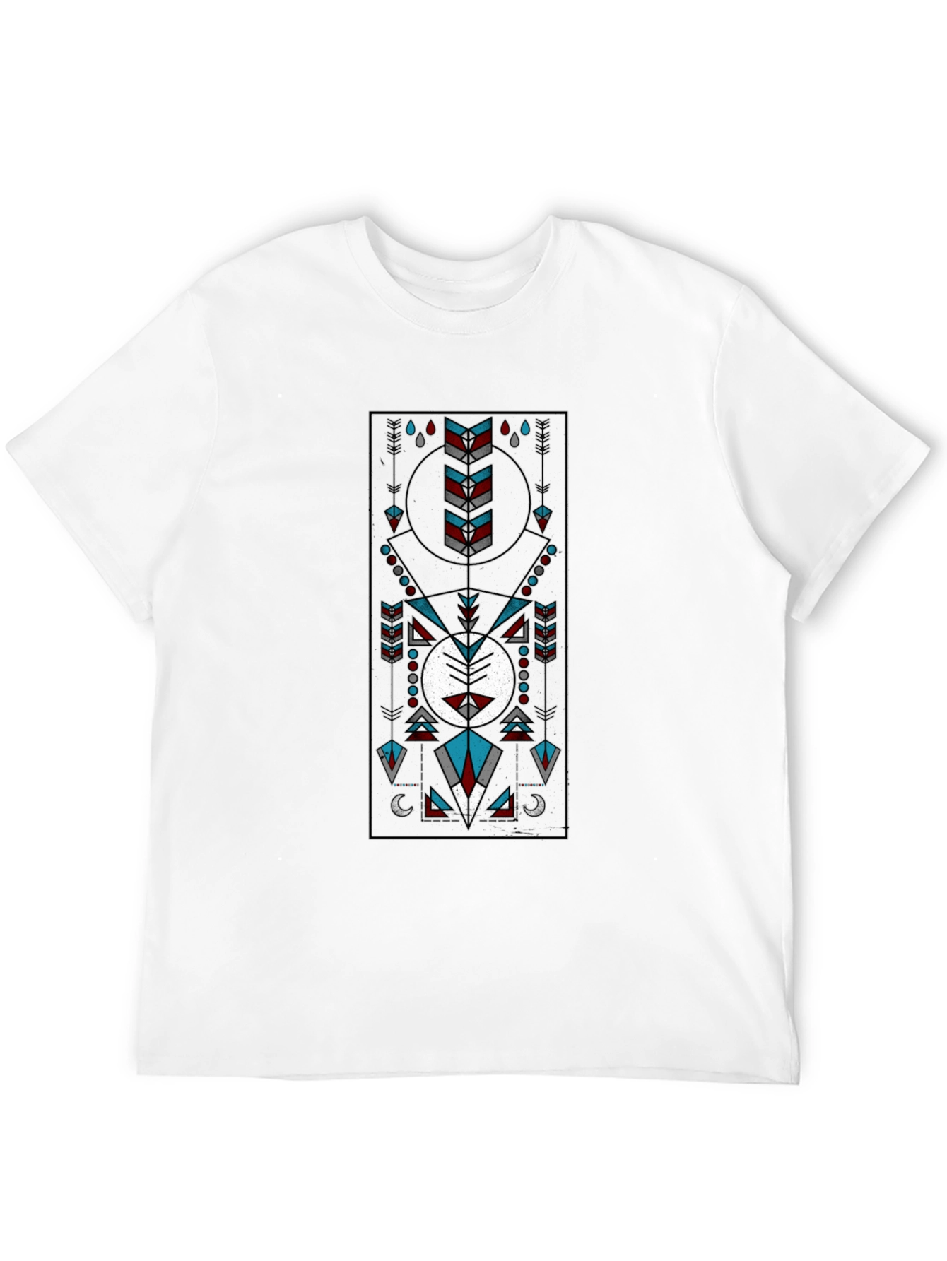 Geometric Tribal Design Black T-Shirt