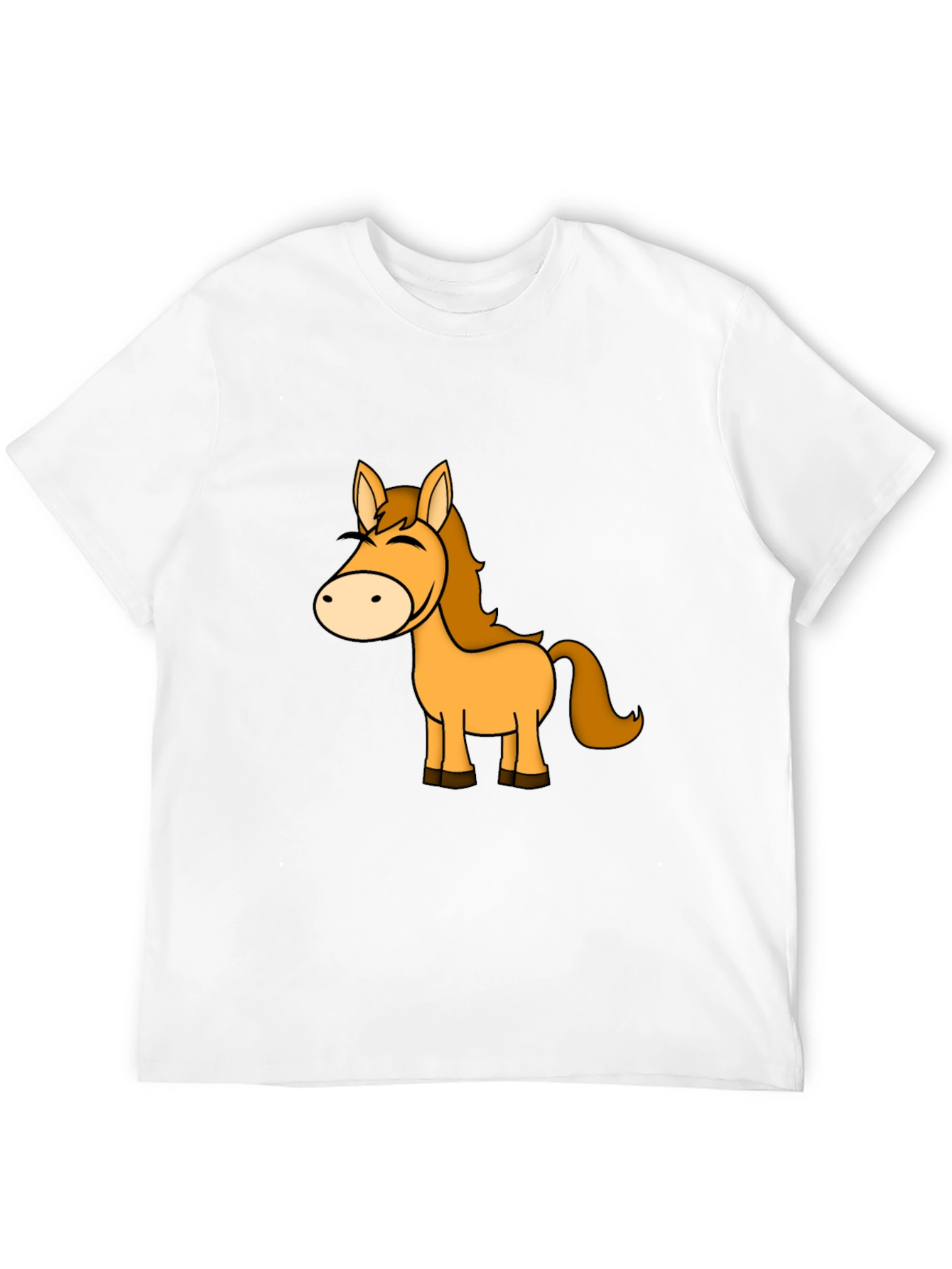 Horse Cartoon Graphic Black T-Shirt