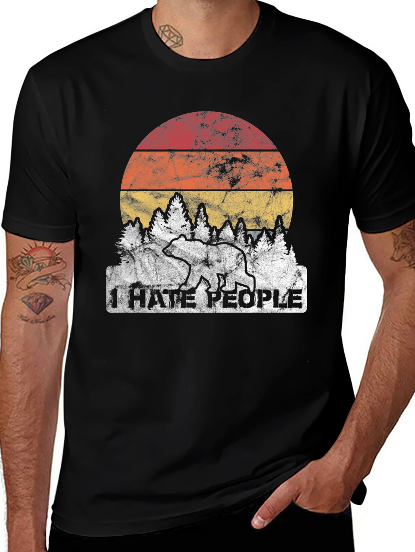 I Hate People Bear Graphic T-Shirt
