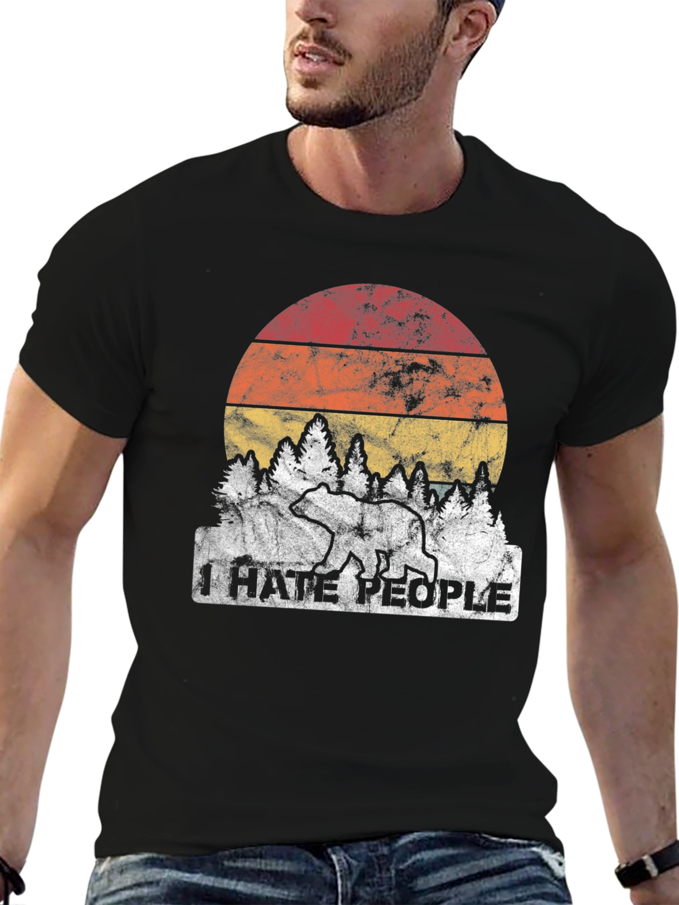 I Hate People Bear Graphic T-Shirt