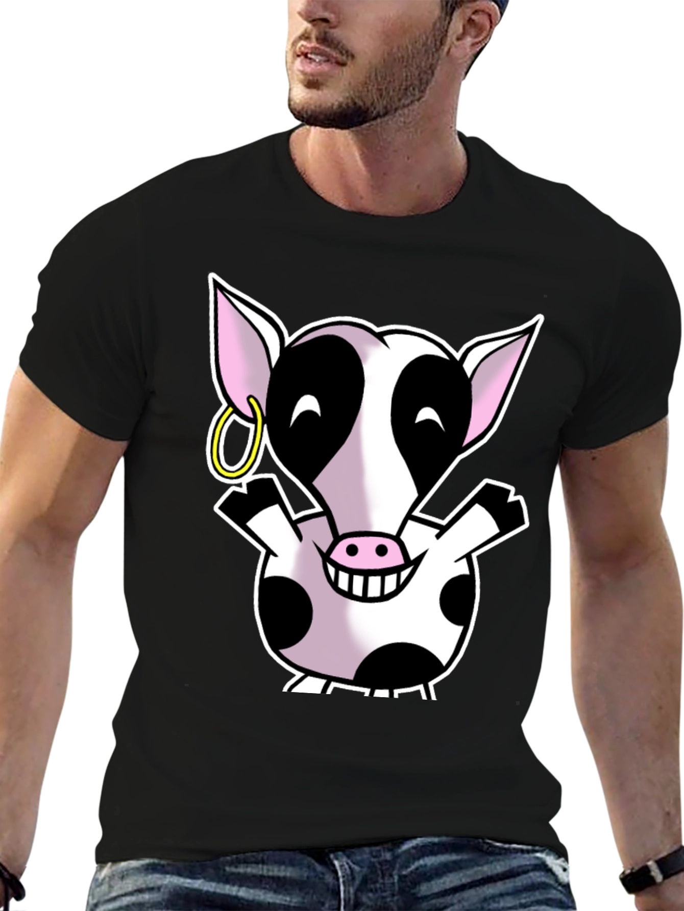 Cute Cartoon Cow Graphic Tee