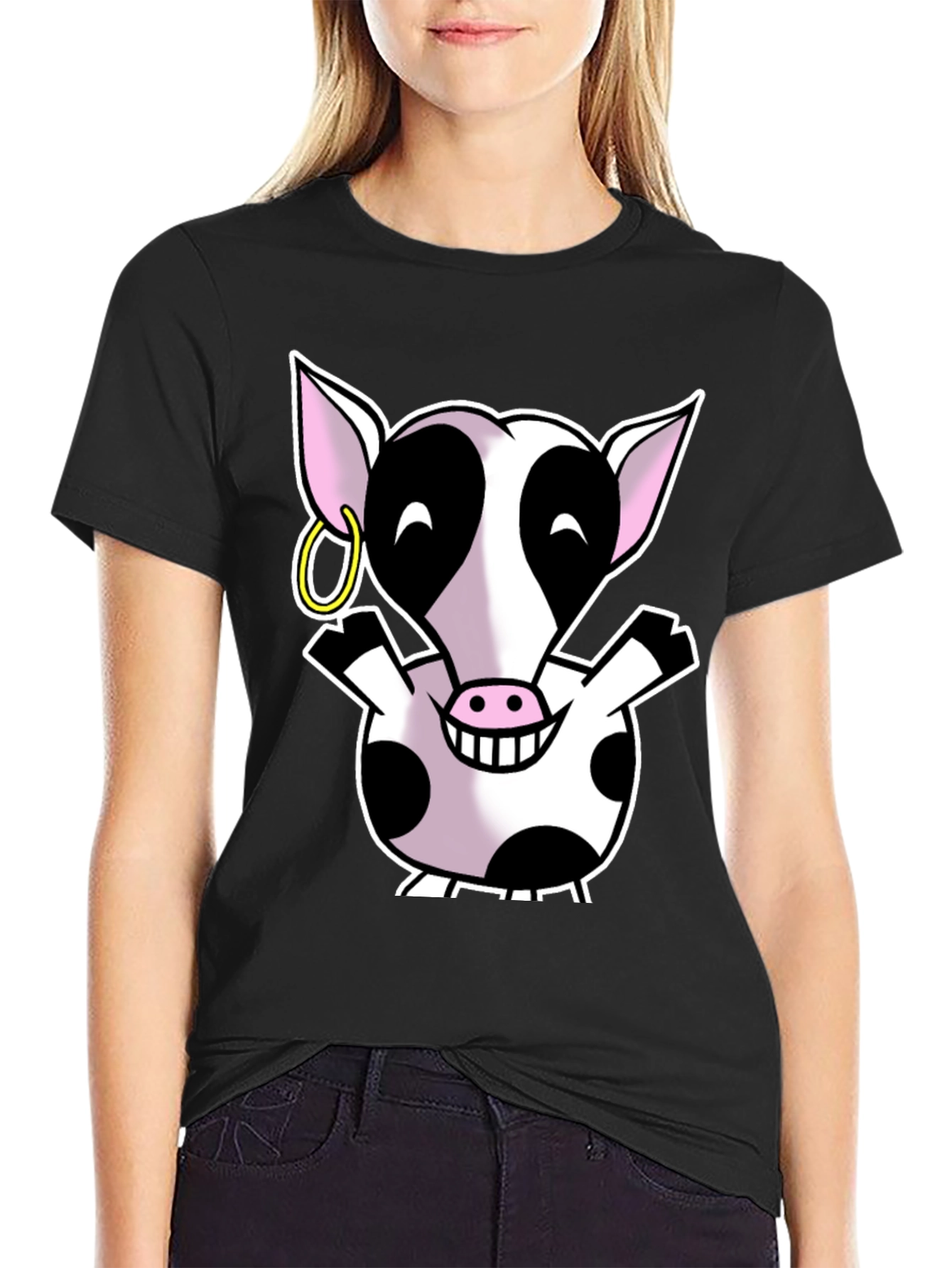 Cute Cartoon Cow Graphic Tee