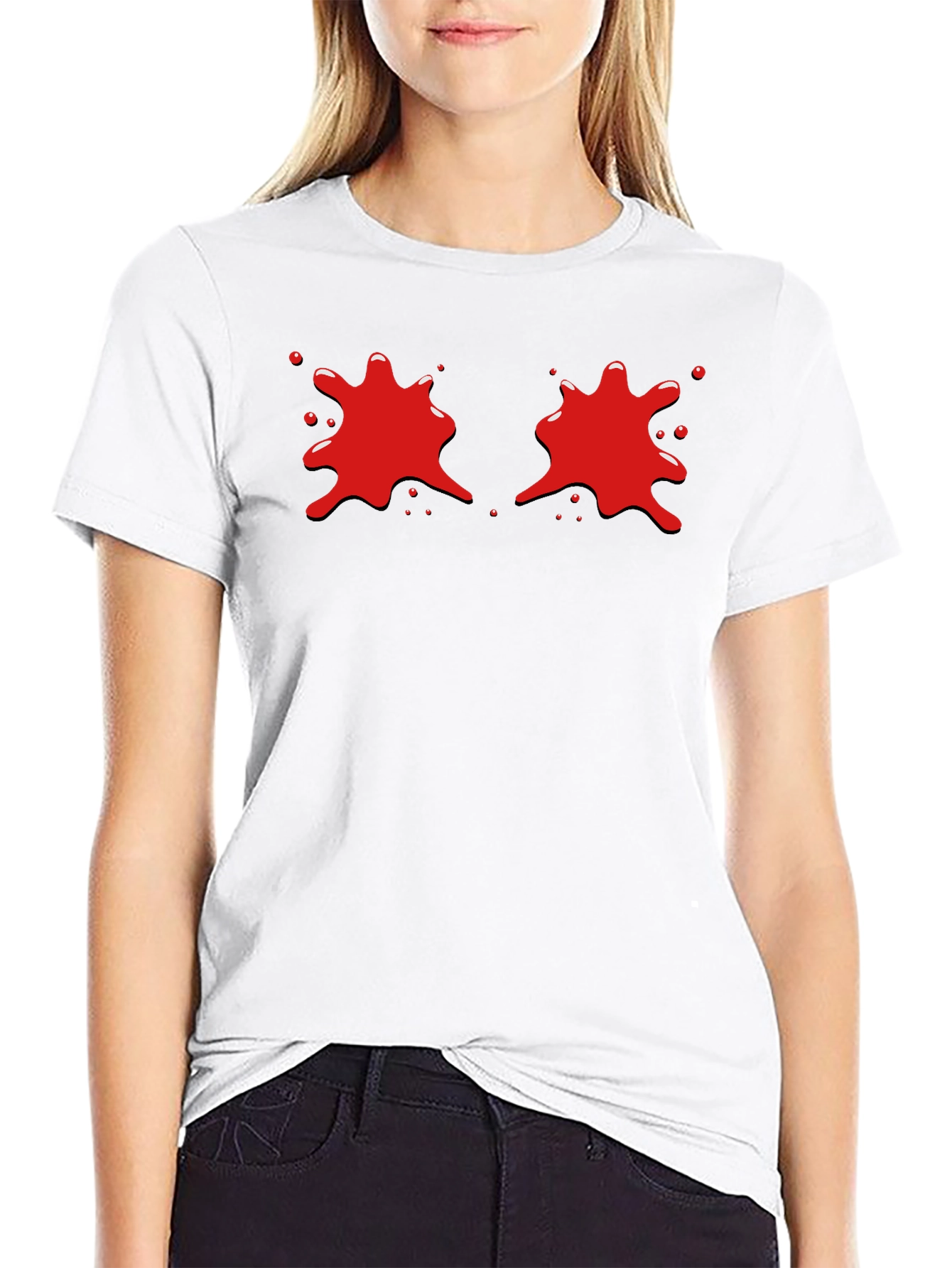 Red Splatter Graphic Black T-Shirt