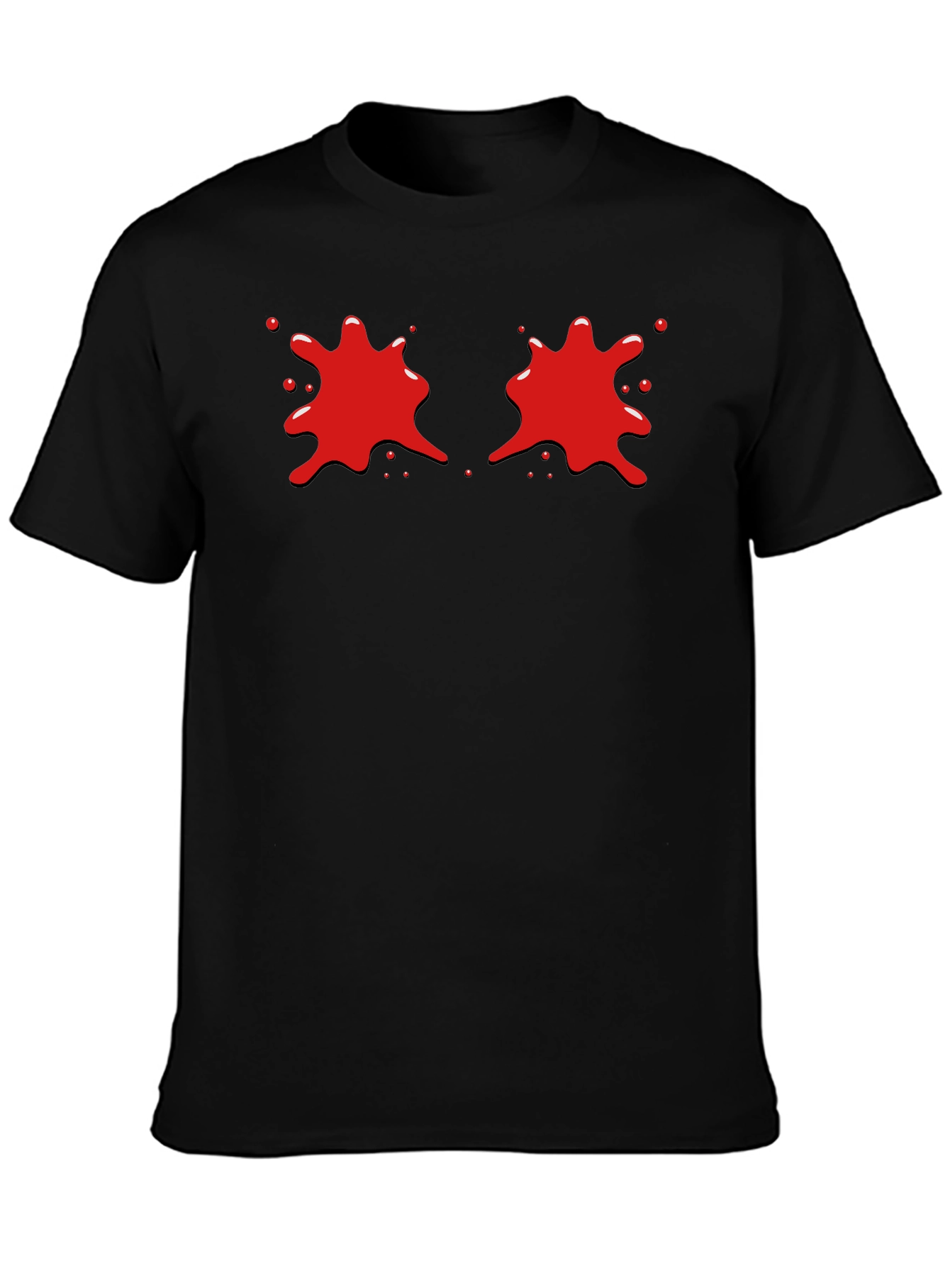 Red Splatter Graphic Black T-Shirt