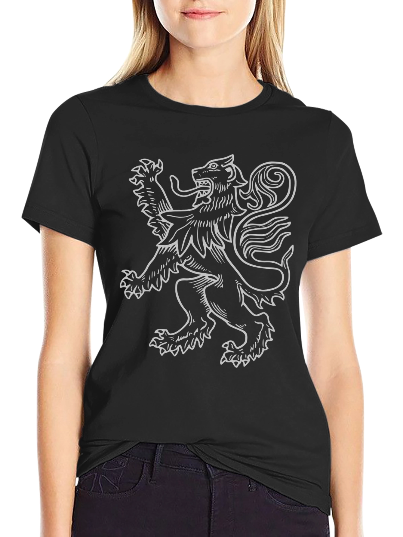 Lion Rampant Graphic Tee - Black Cotton Blend