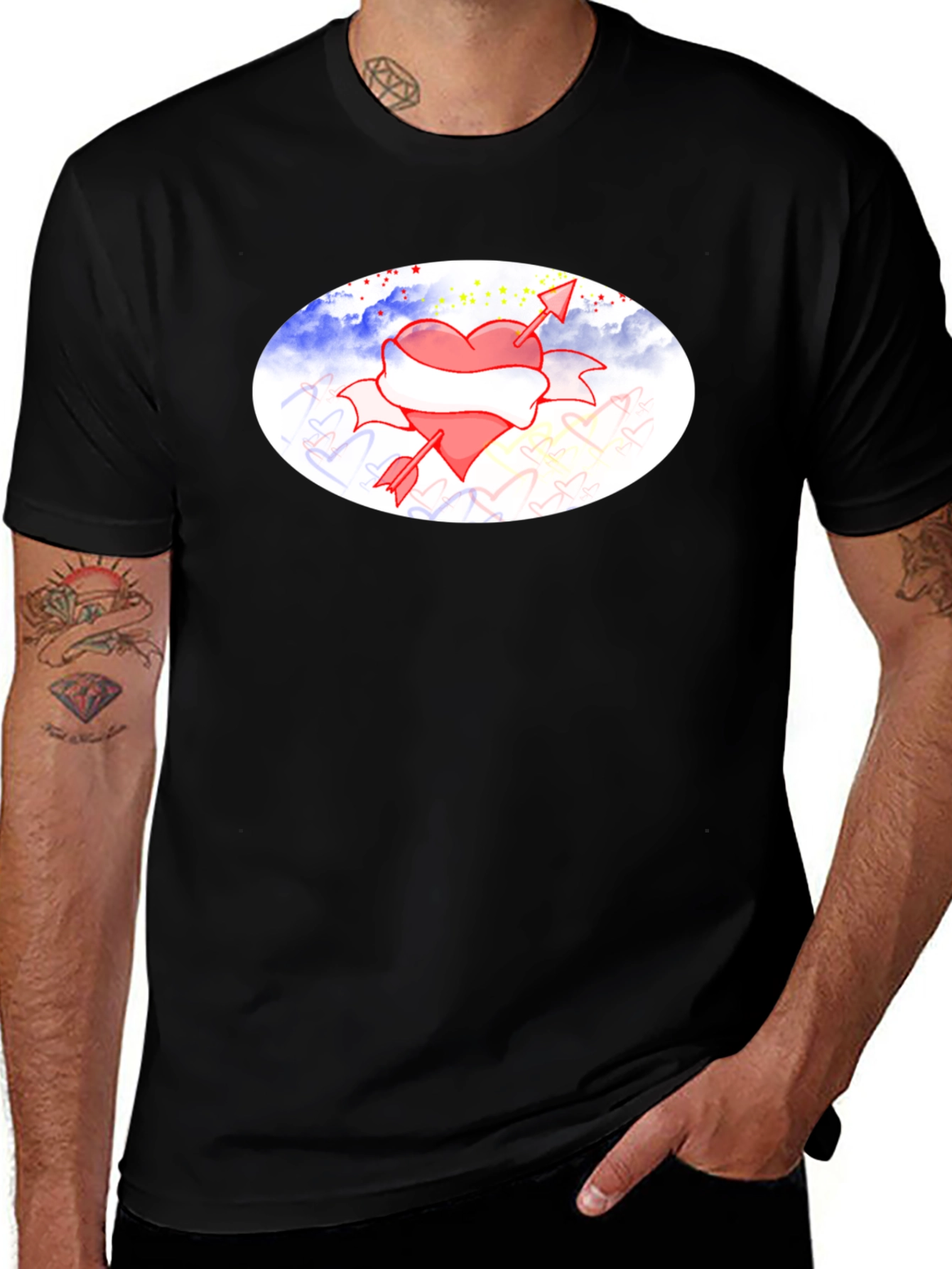 Heart & Arrow Graphic Black T-Shirt