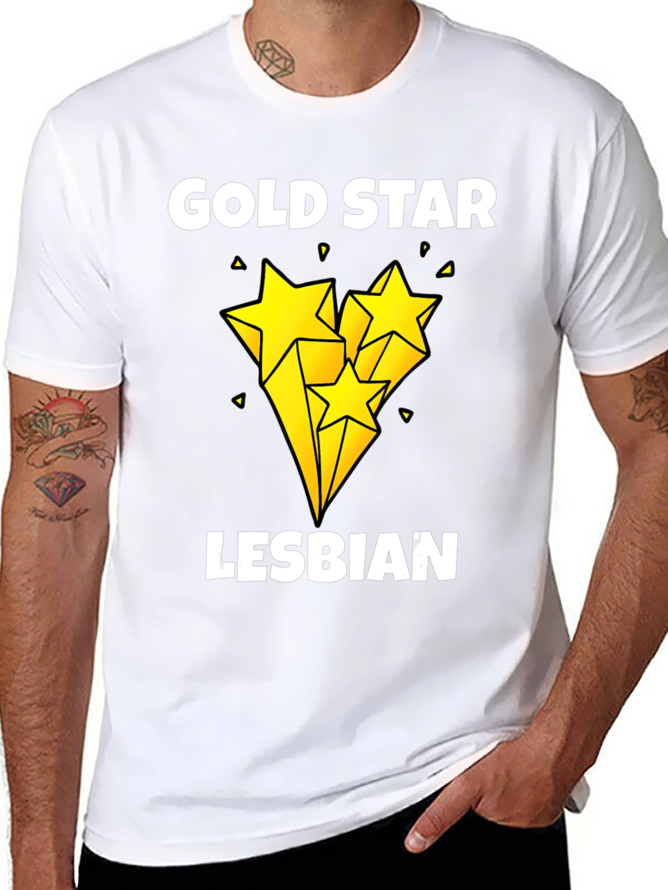 Gold Star Lesbian Pride Graphic Tee - Black