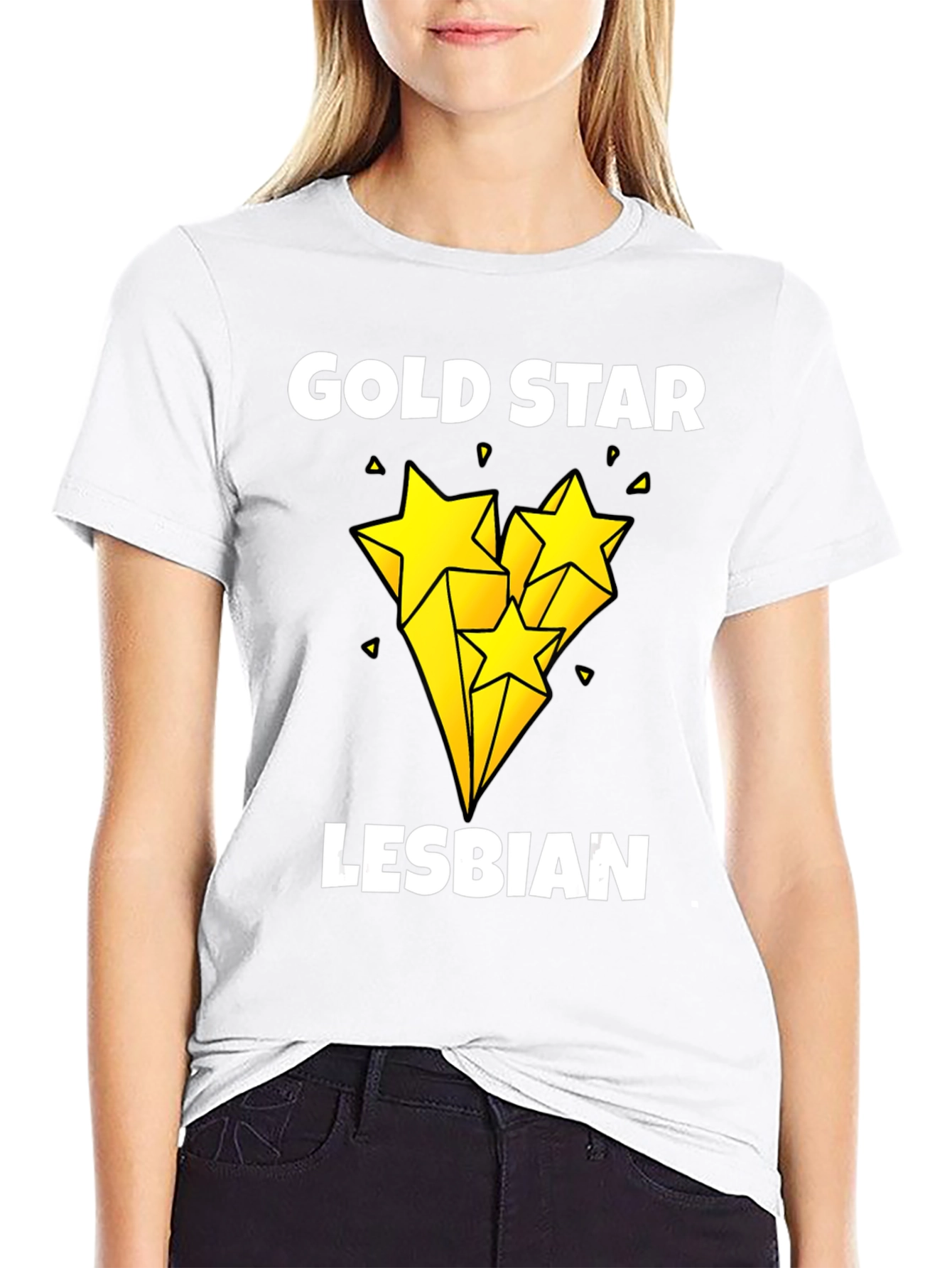 Gold Star Lesbian Pride Graphic Tee - Black