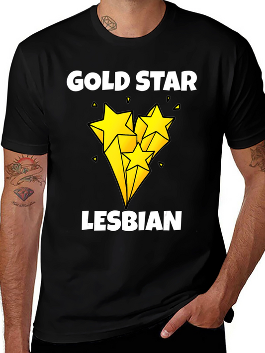 Gold Star Lesbian Pride Graphic Tee - Black