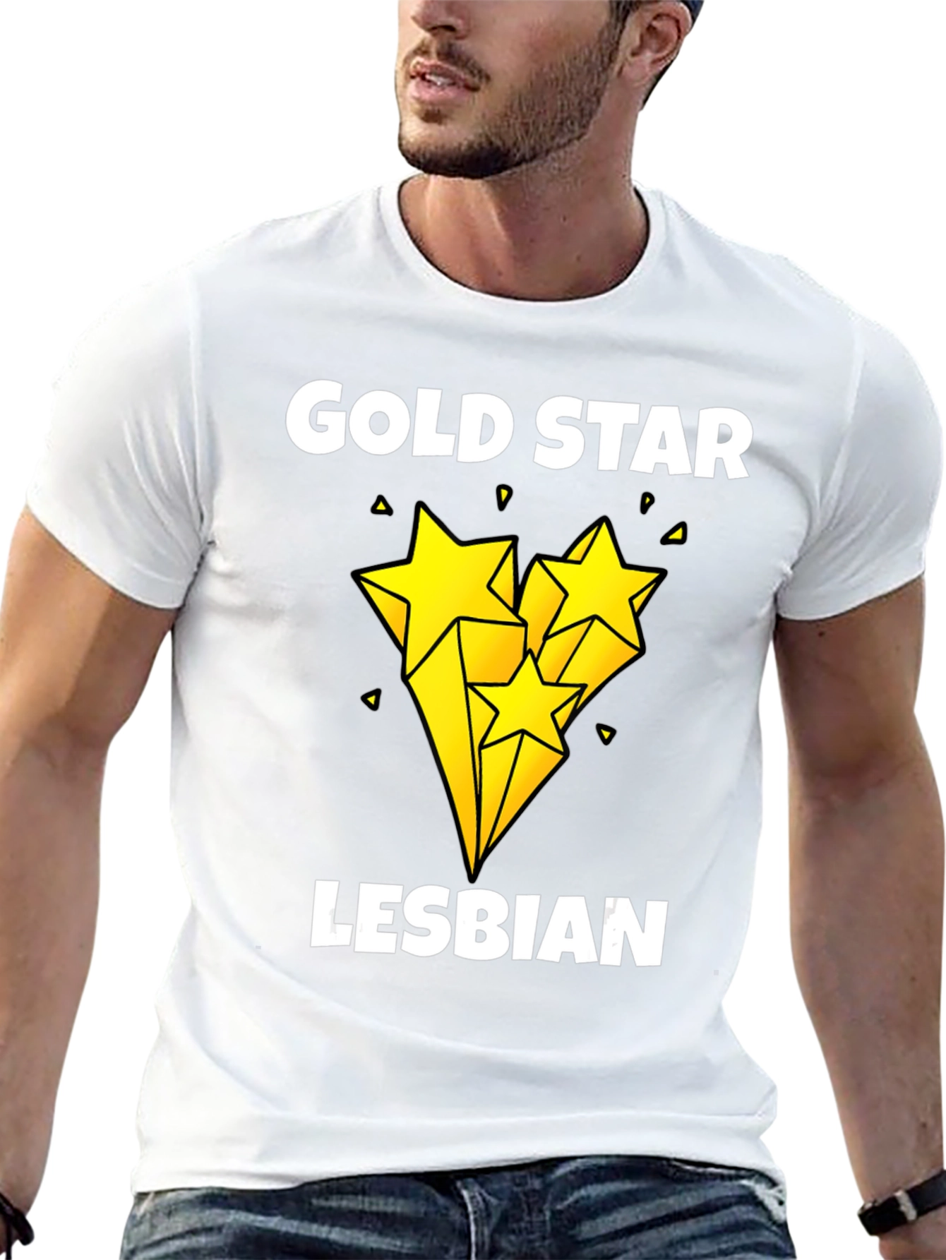 Gold Star Lesbian Pride Graphic Tee - Black
