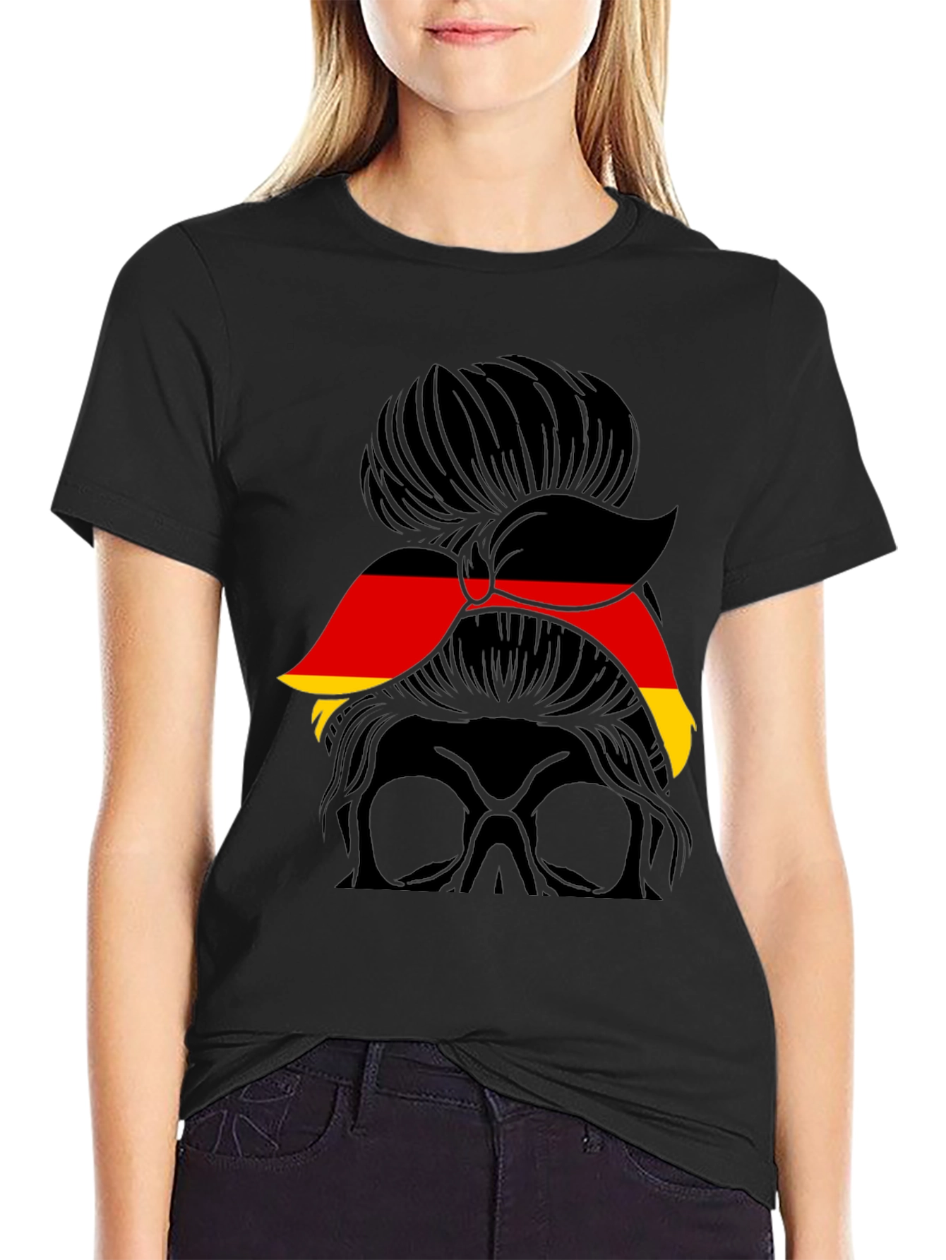 German Flag Messy Bun T-Shirt