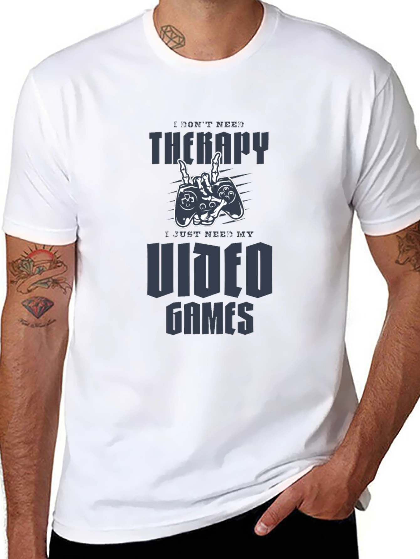 I Dont Need Therapy Video Games Black T-Shirt