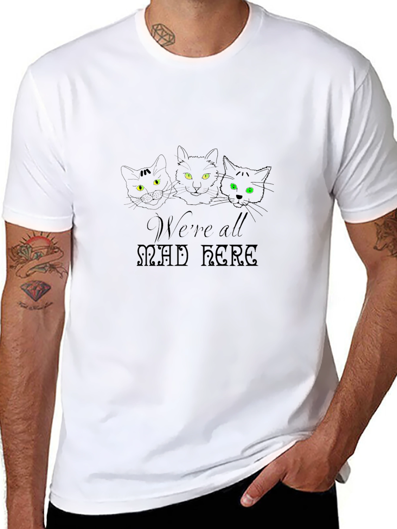 Were All Mad Here Black Cat T-Shirt