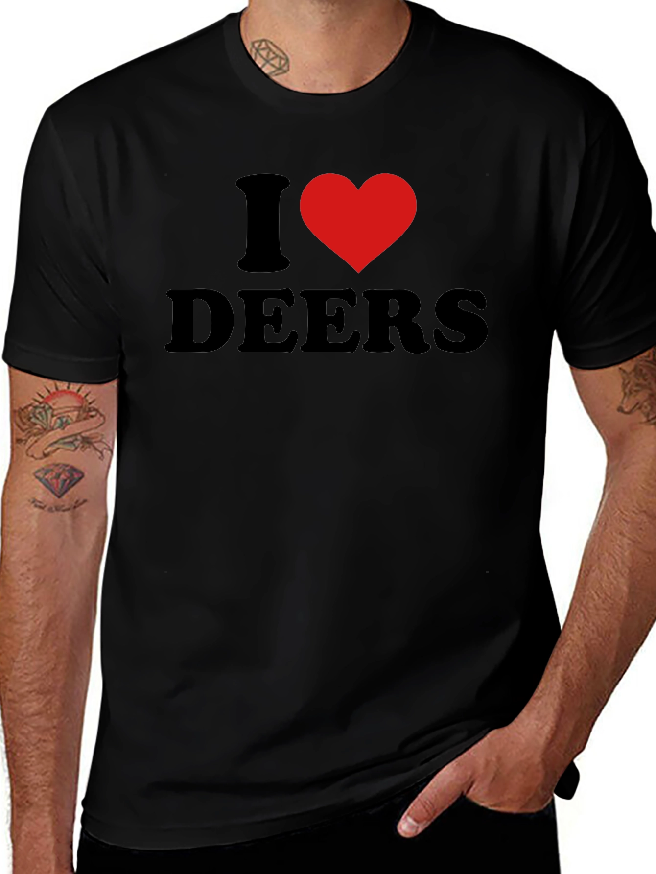 I Love Deers Black T-Shirt