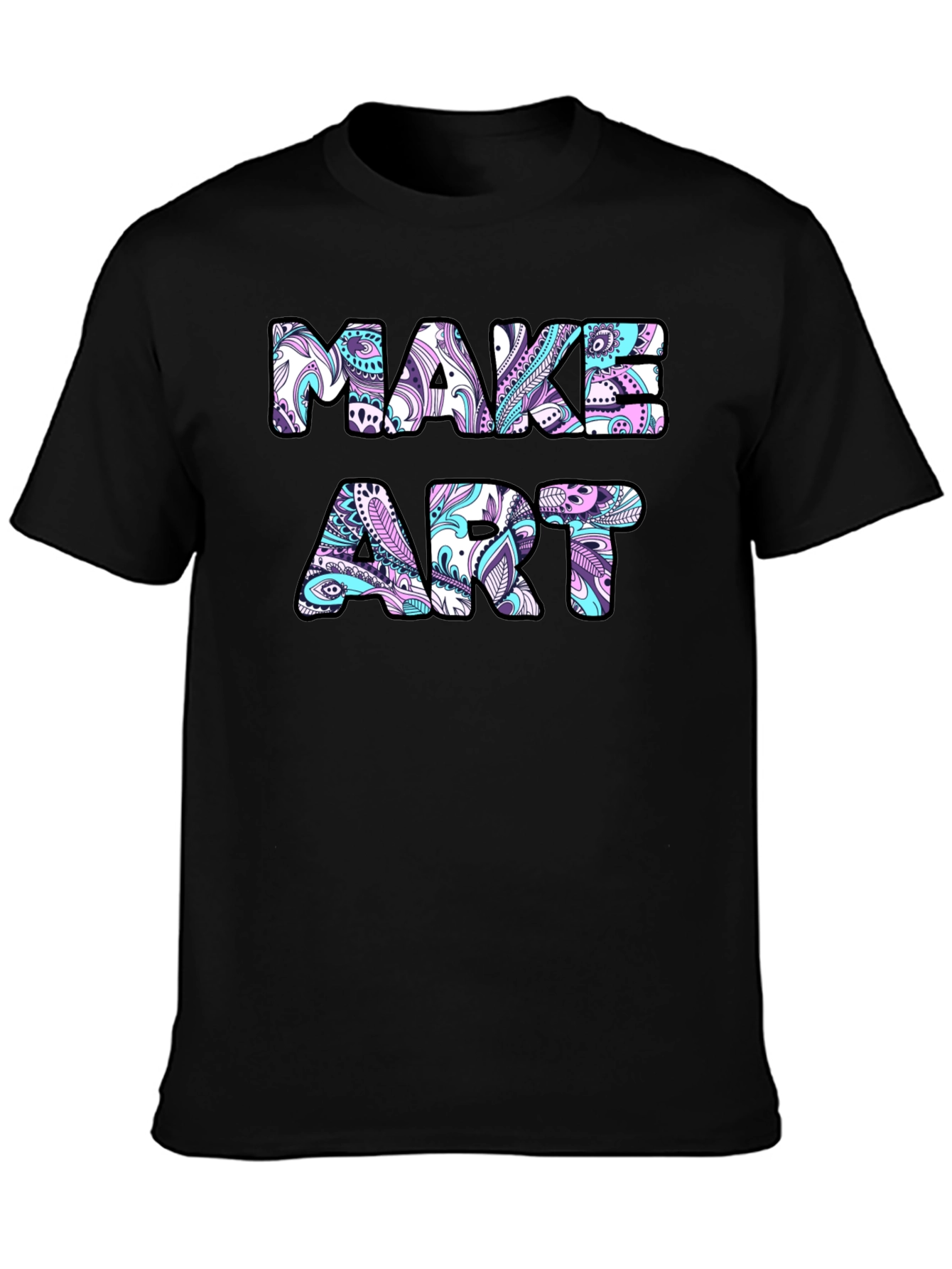 Make Art Graphic Tee - Black Cotton Blend T-Shirt