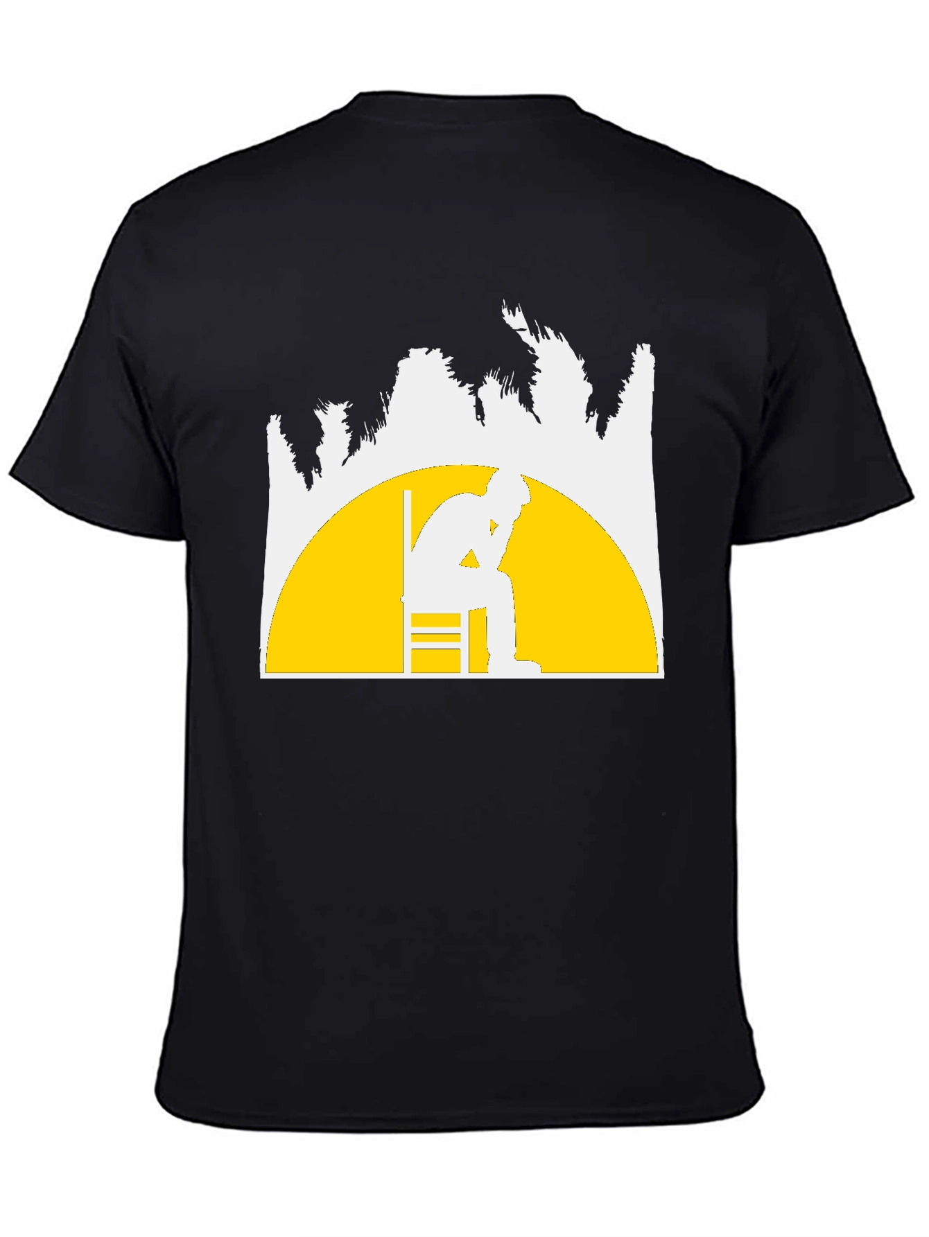 Contemplative Silhouette Graphic Tee - Black