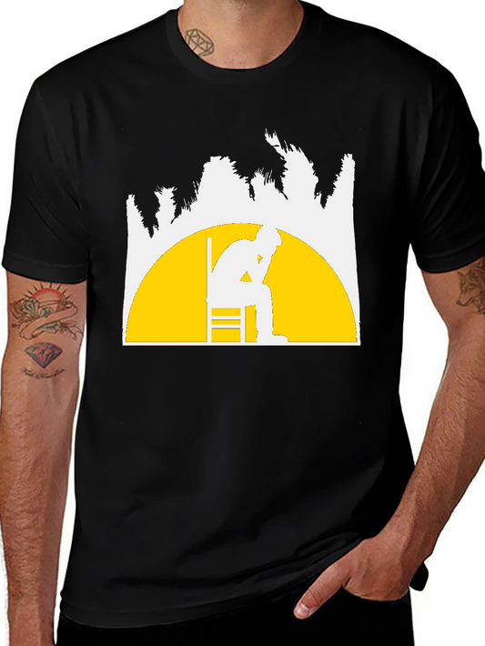 Contemplative Silhouette Graphic Tee - Black