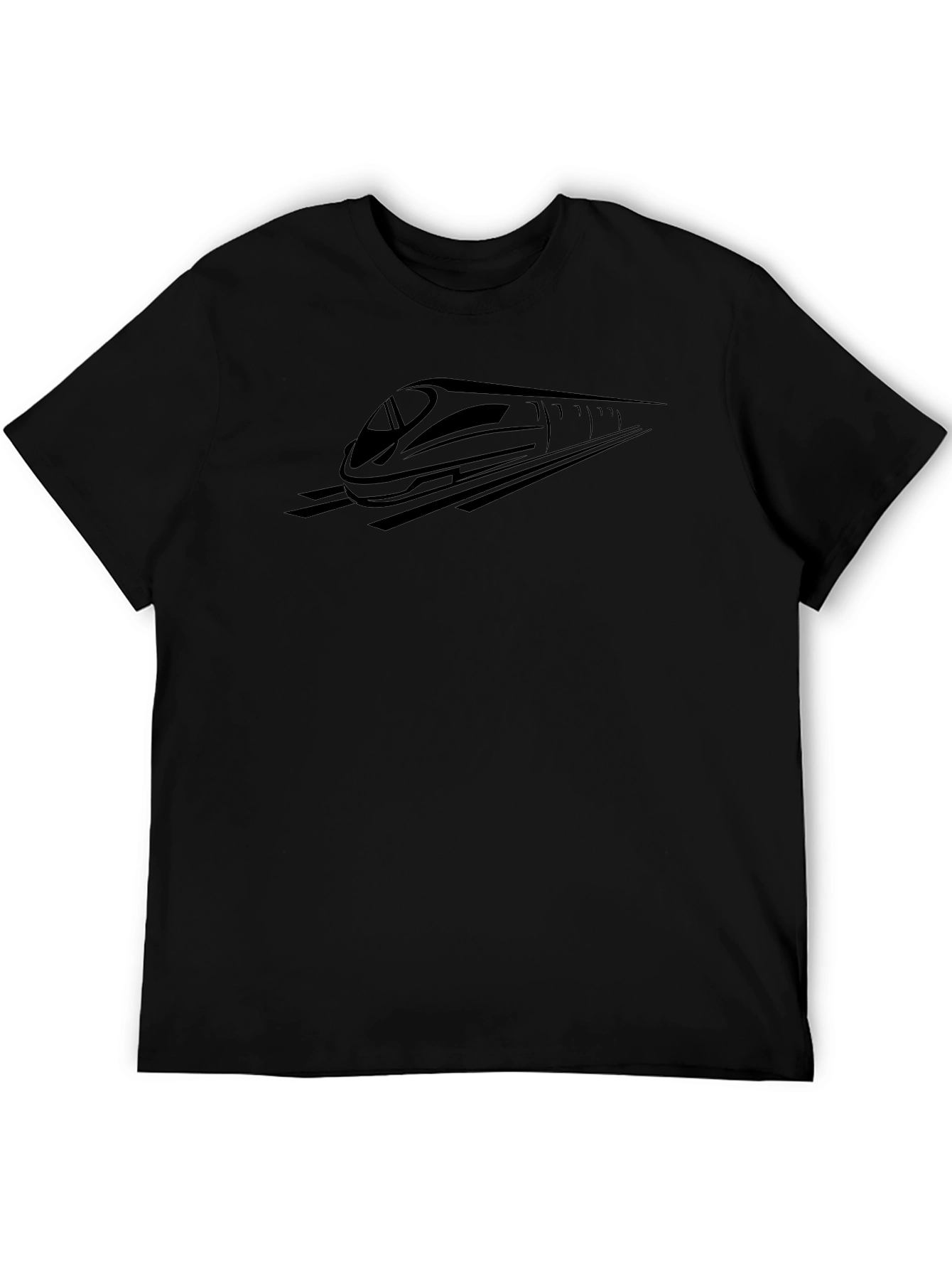 Sleek Black Train Graphic Tee - Modern Style