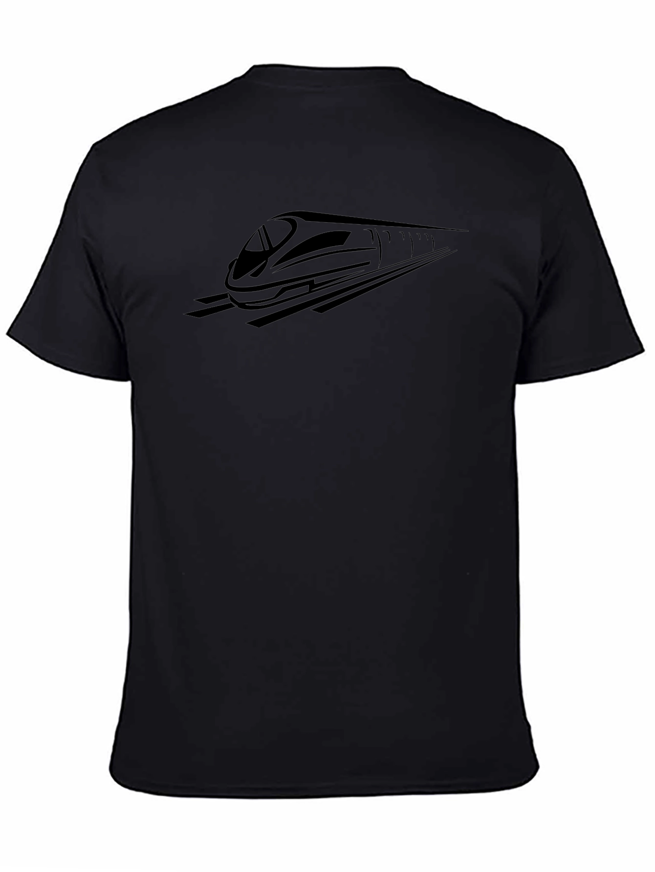 Sleek Black Train Graphic Tee - Modern Style