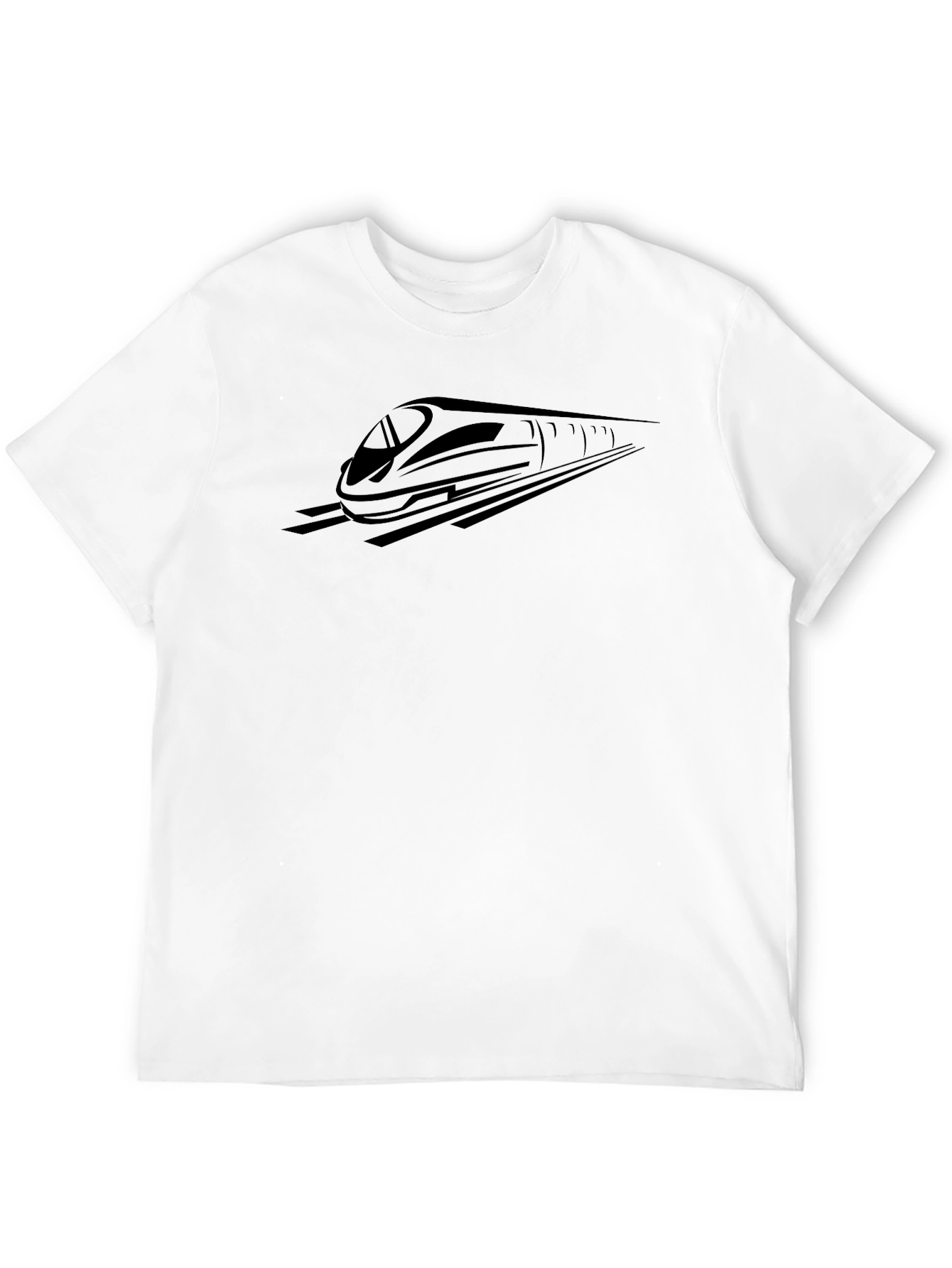 Sleek Black Train Graphic Tee - Modern Style