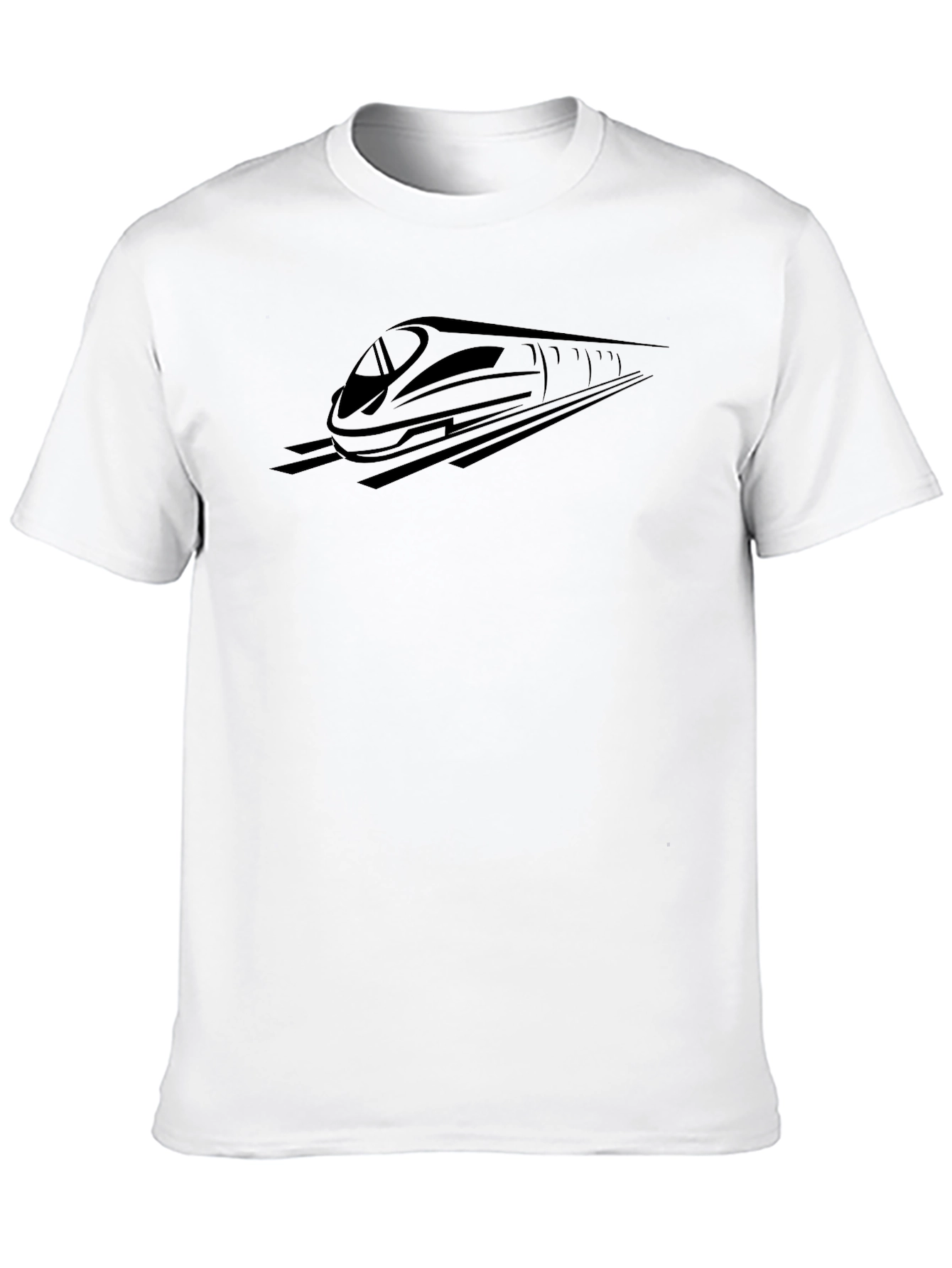 Sleek Black Train Graphic Tee - Modern Style