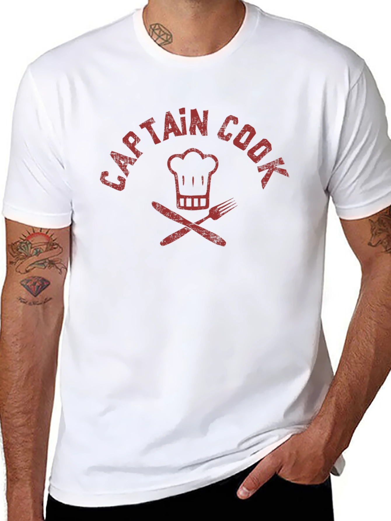 Captain Cook T-Shirt - Chef Hat & Cutlery Design