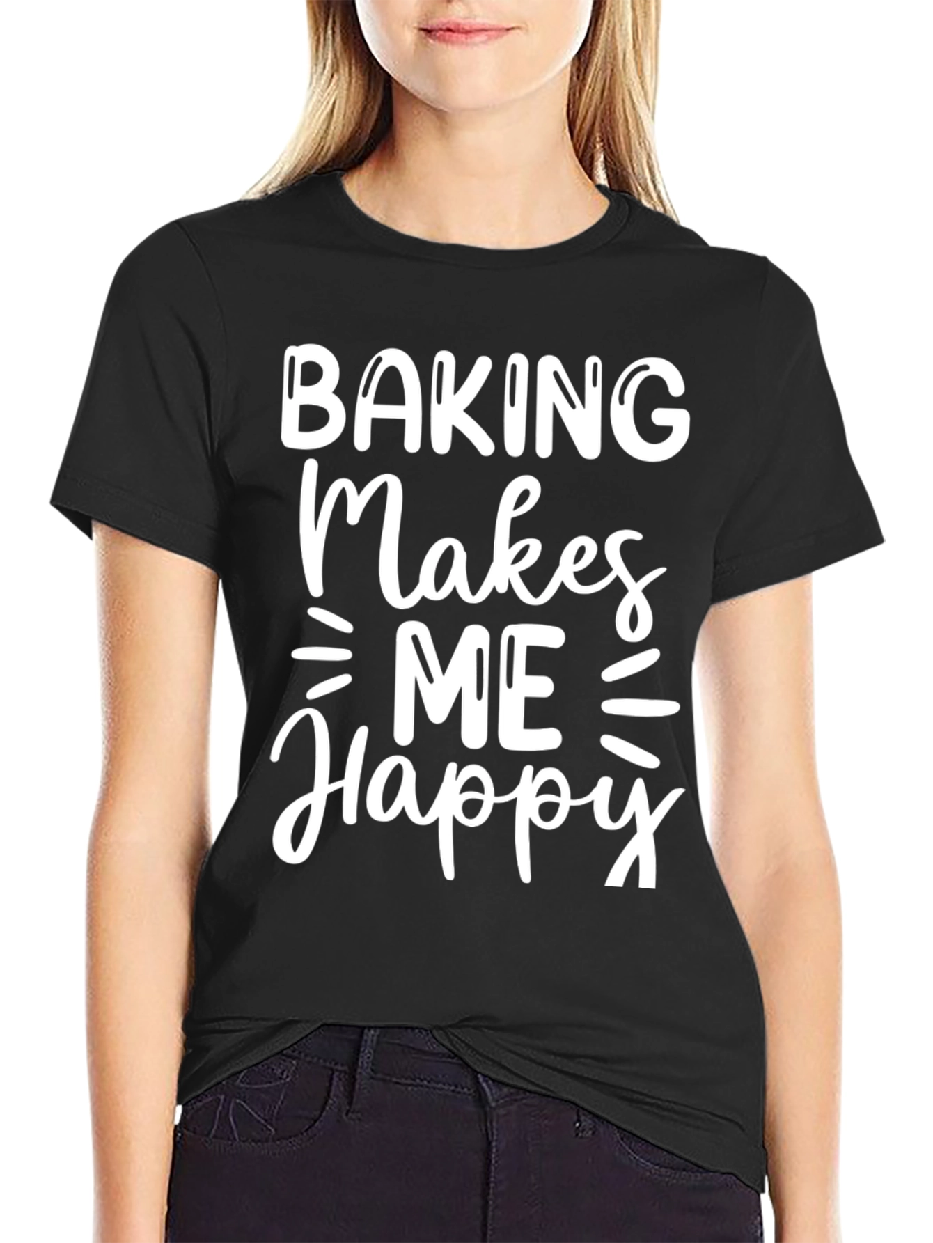 Baking Makes Me Happy Graphic T-Shirt