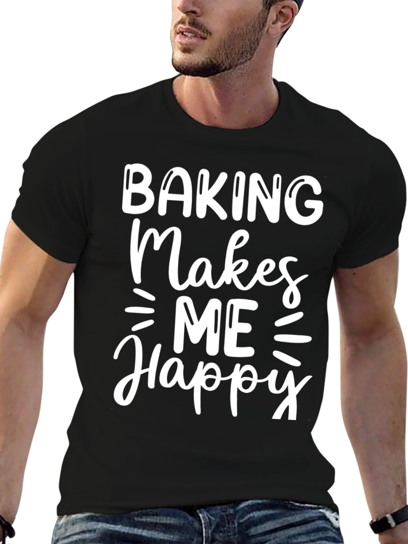 Baking Makes Me Happy Graphic T-Shirt