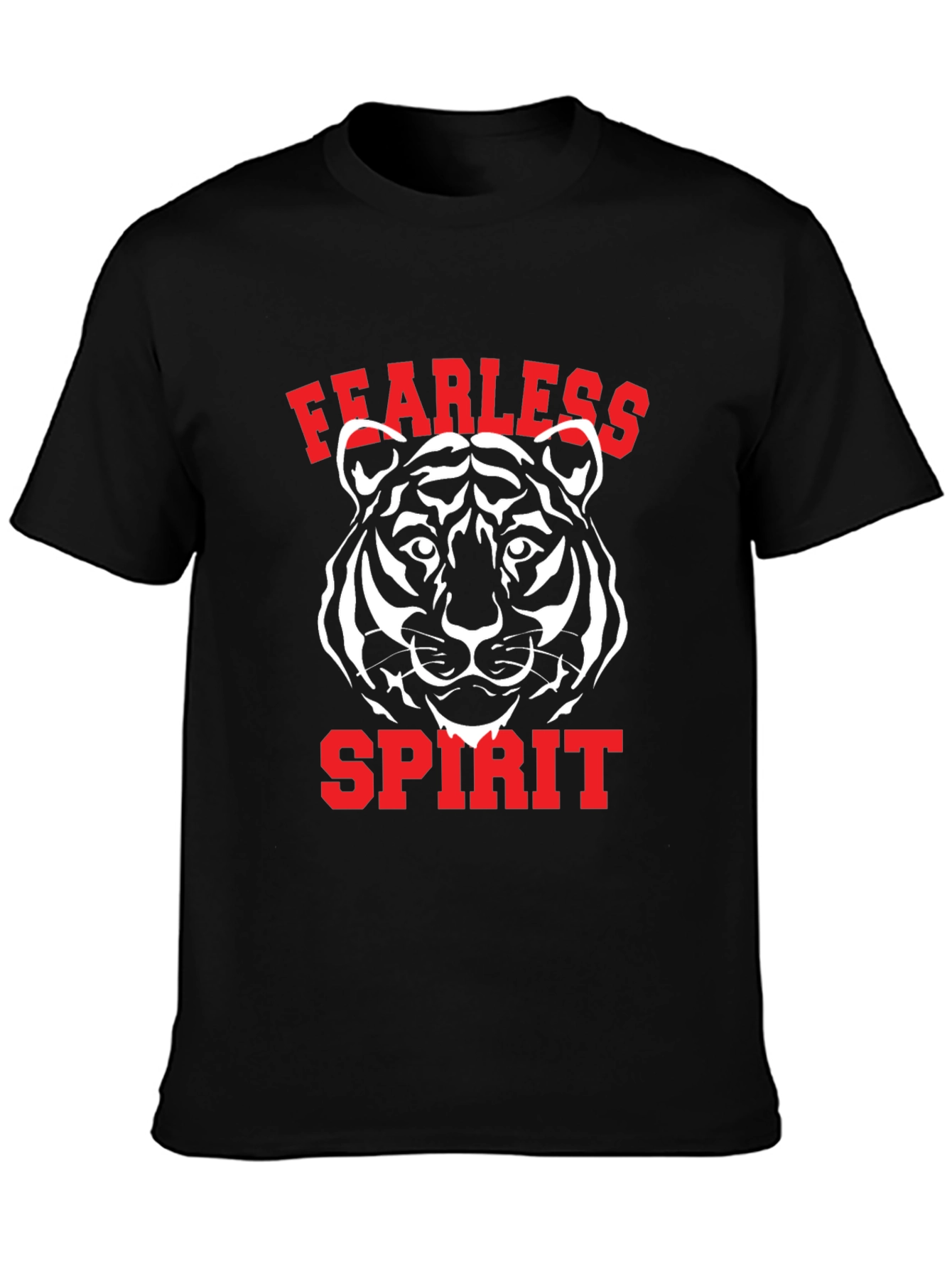 Fearless Spirit Tiger Graphic Tee - Black Cotton T-Shirt