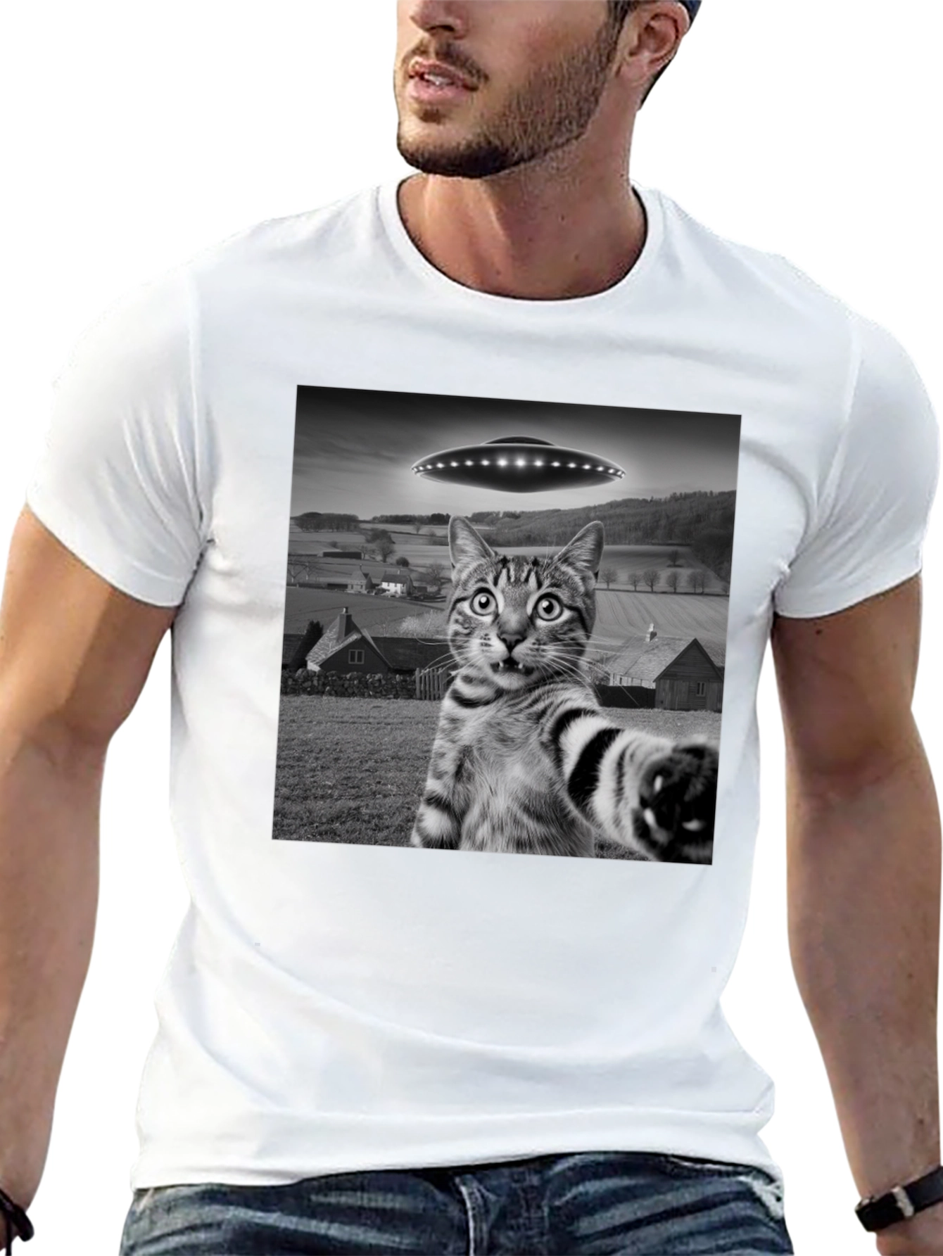 UFO Cat T-Shirt - Funny Alien Abduction Tee