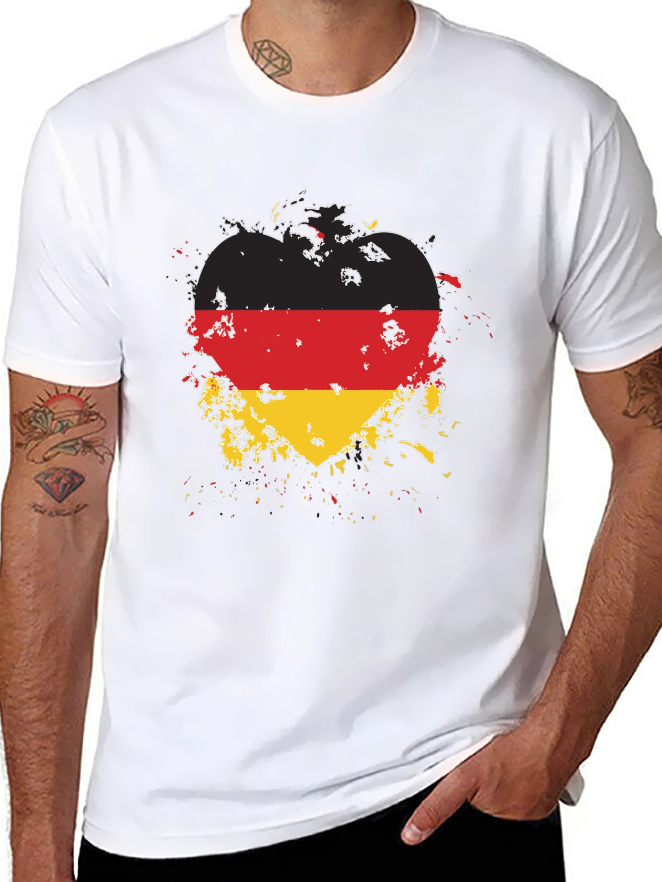 Germany Flag Heart T-Shirt - Black Cotton Tee
