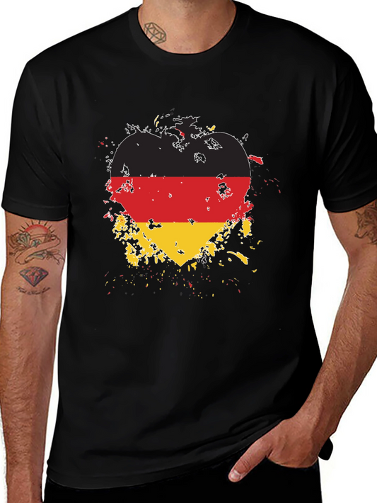 Germany Flag Heart T-Shirt - Black Cotton Tee