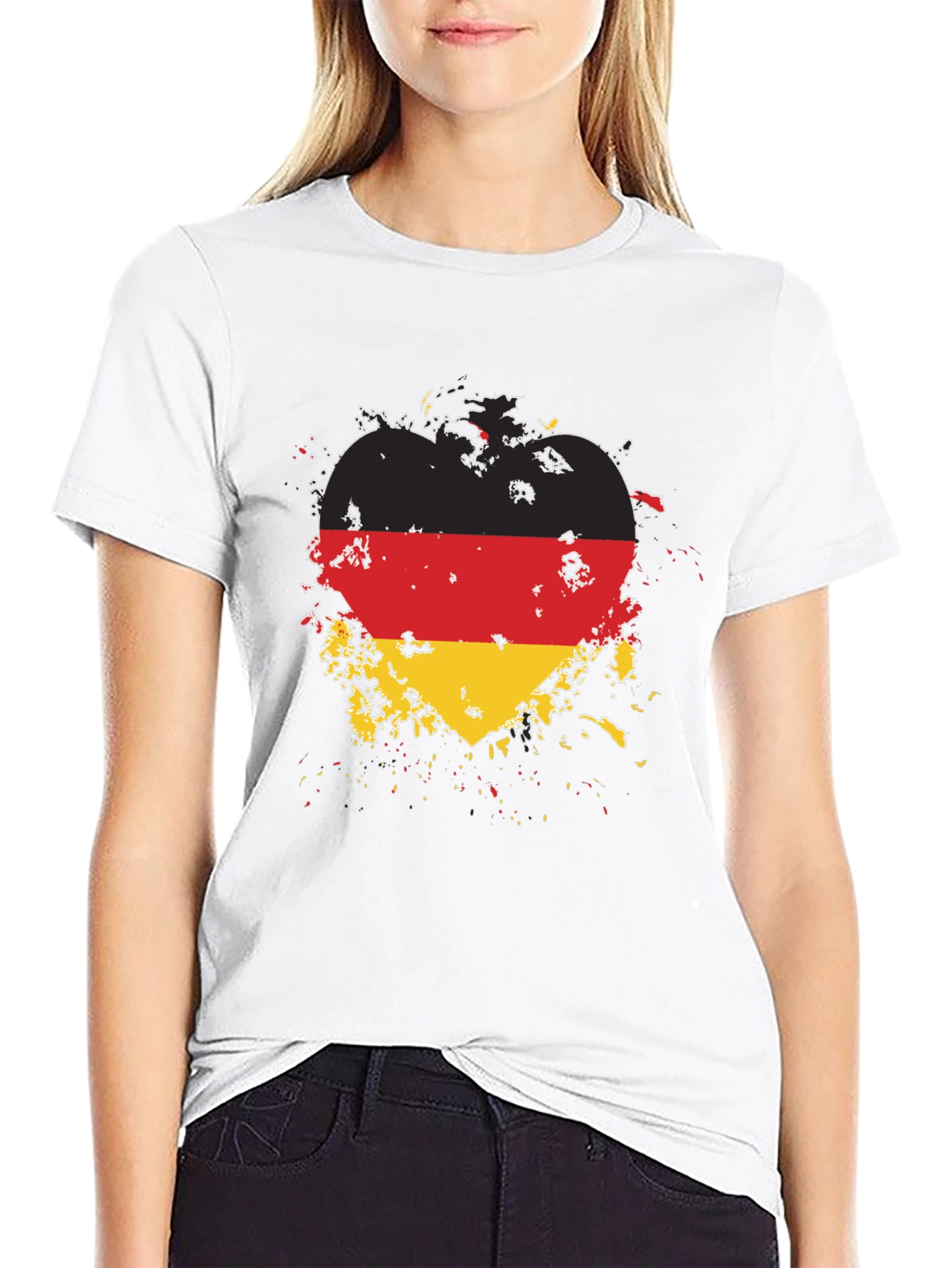 Germany Flag Heart T-Shirt - Black Cotton Tee