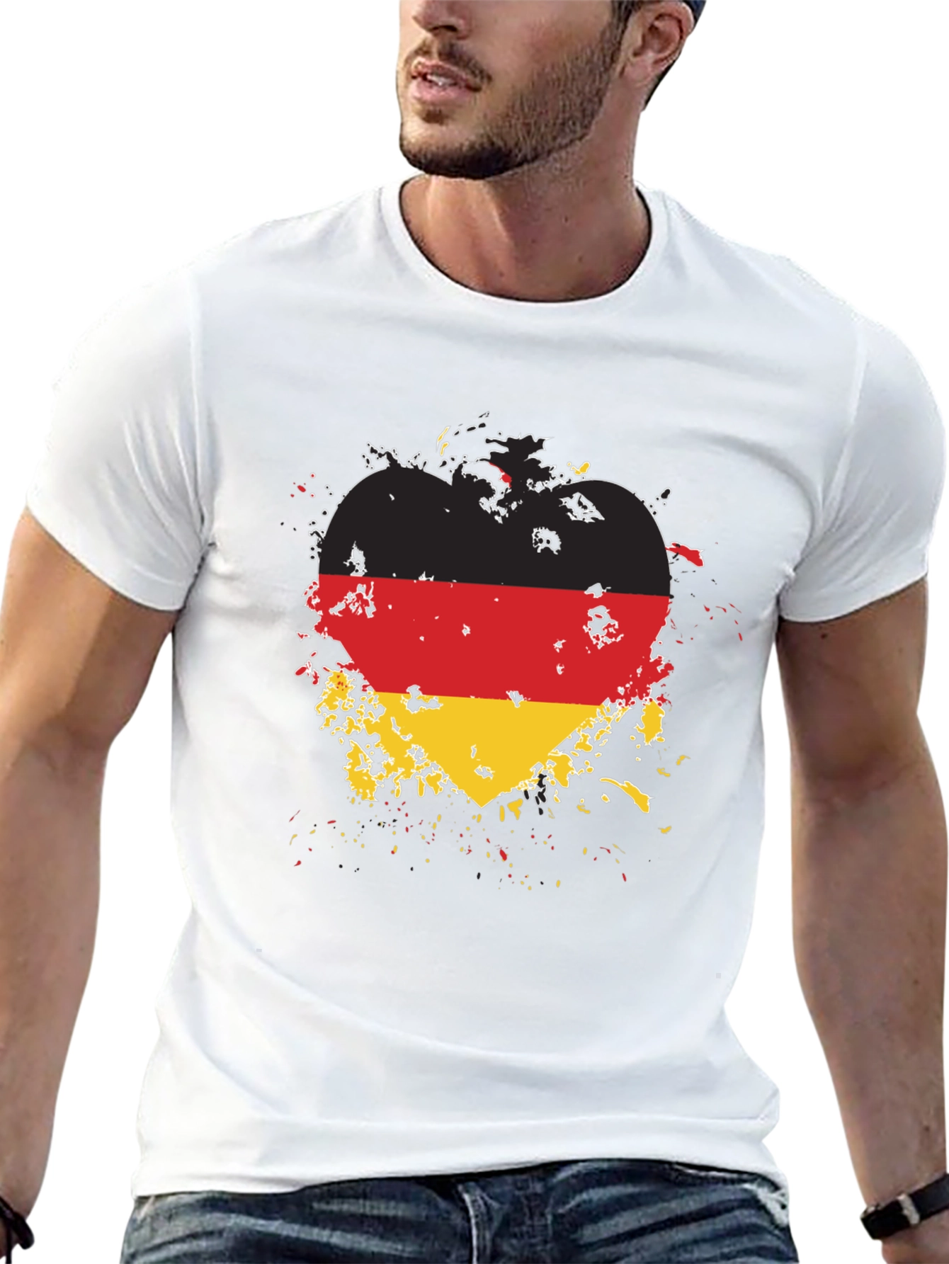 Germany Flag Heart T-Shirt - Black Cotton Tee