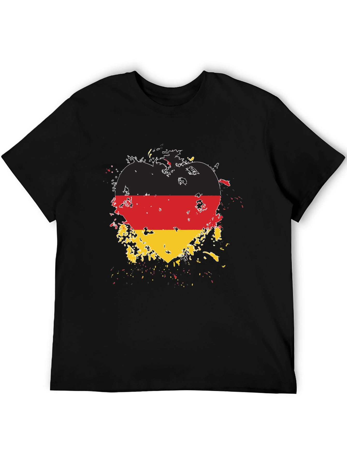 Germany Flag Heart T-Shirt - Black Cotton Tee