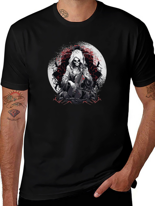 Grim Reaper Cello Graphic T-Shirt