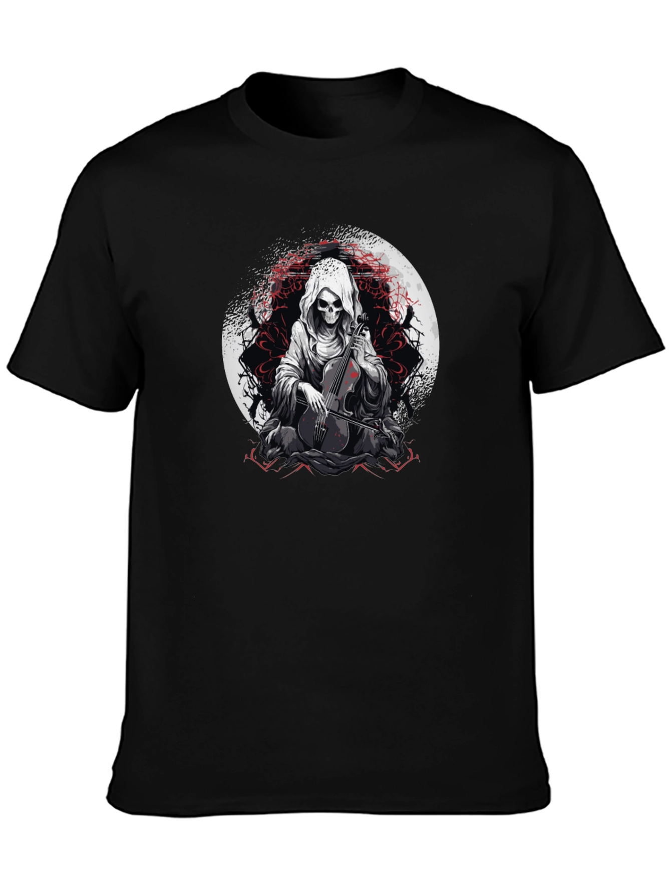 Grim Reaper Cello Graphic T-Shirt