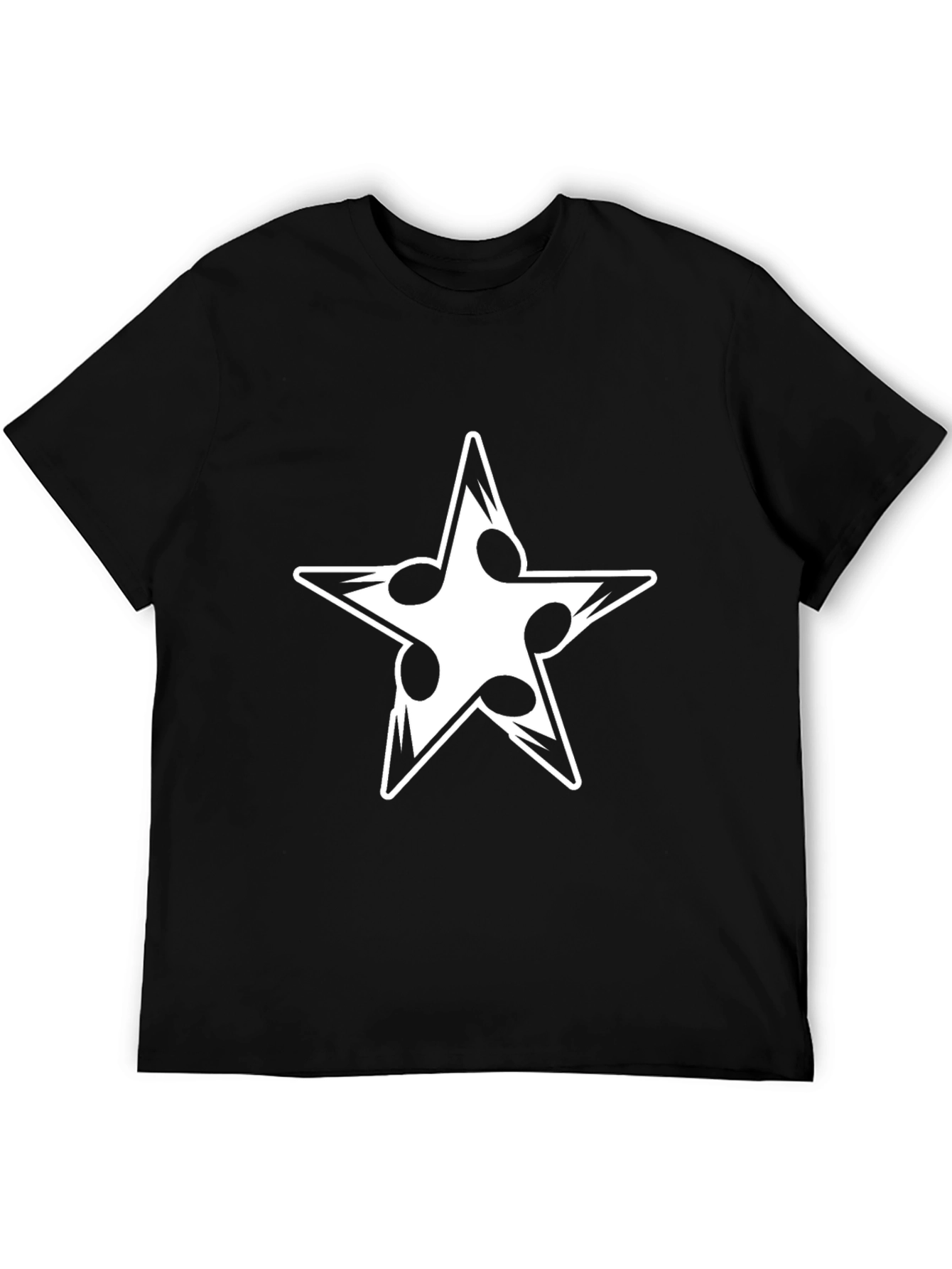 Cool Star Music Notes Graphic Black T-Shirt