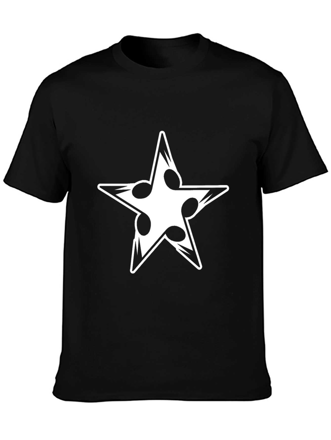 Cool Star Music Notes Graphic Black T-Shirt