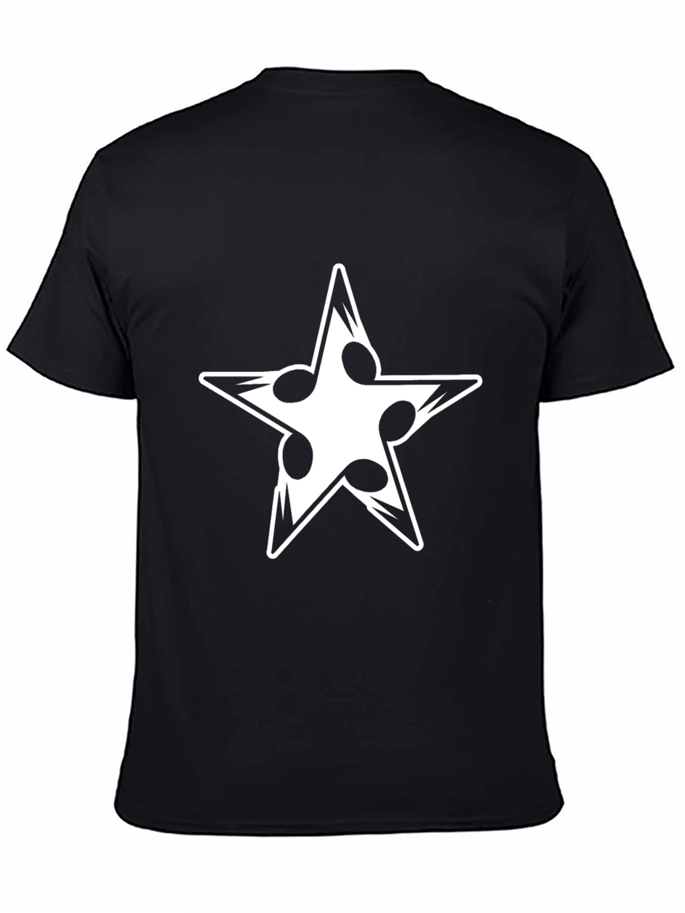 Cool Star Music Notes Graphic Black T-Shirt