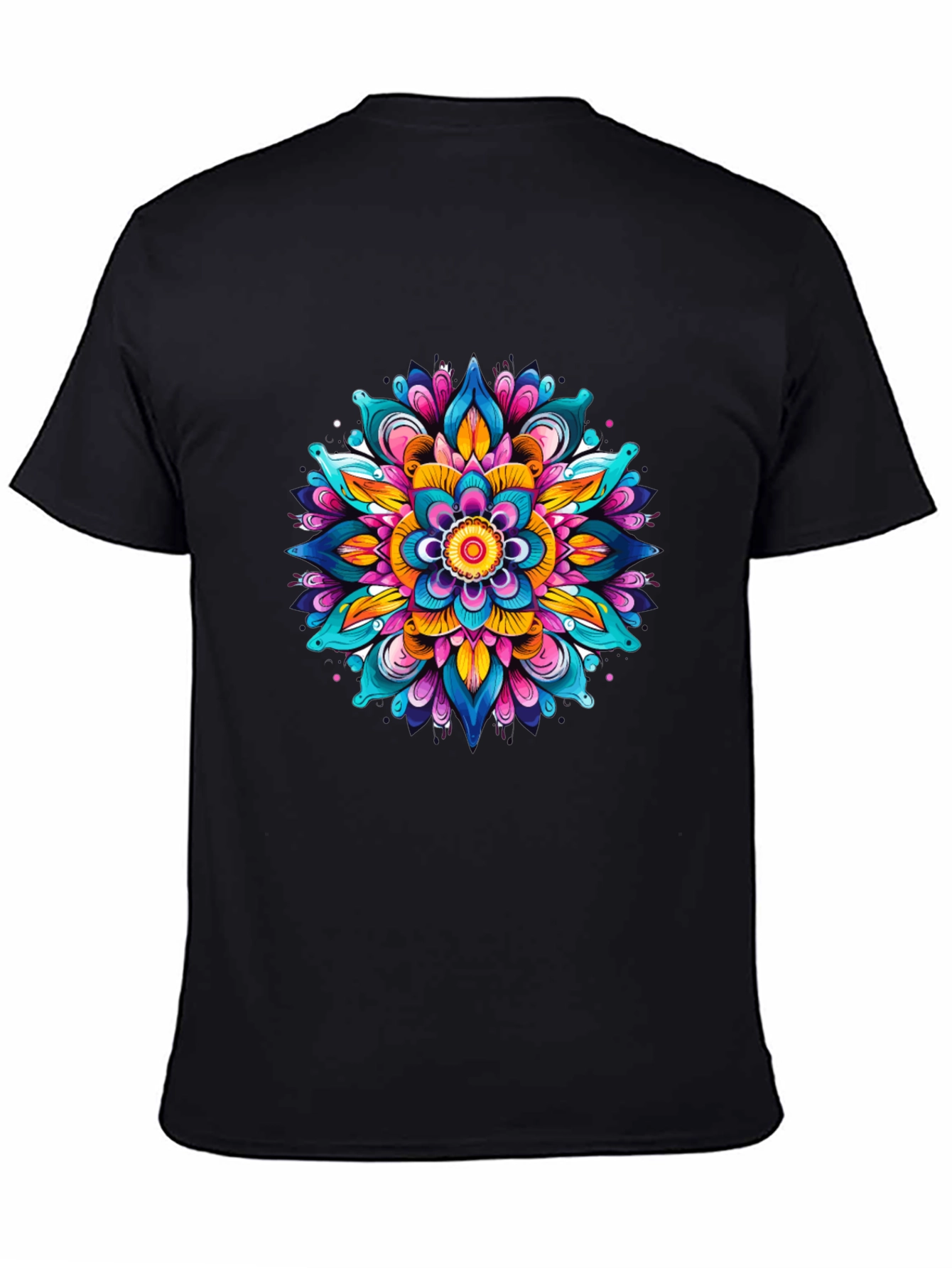 Vibrant Mandala Graphic Black T-Shirt