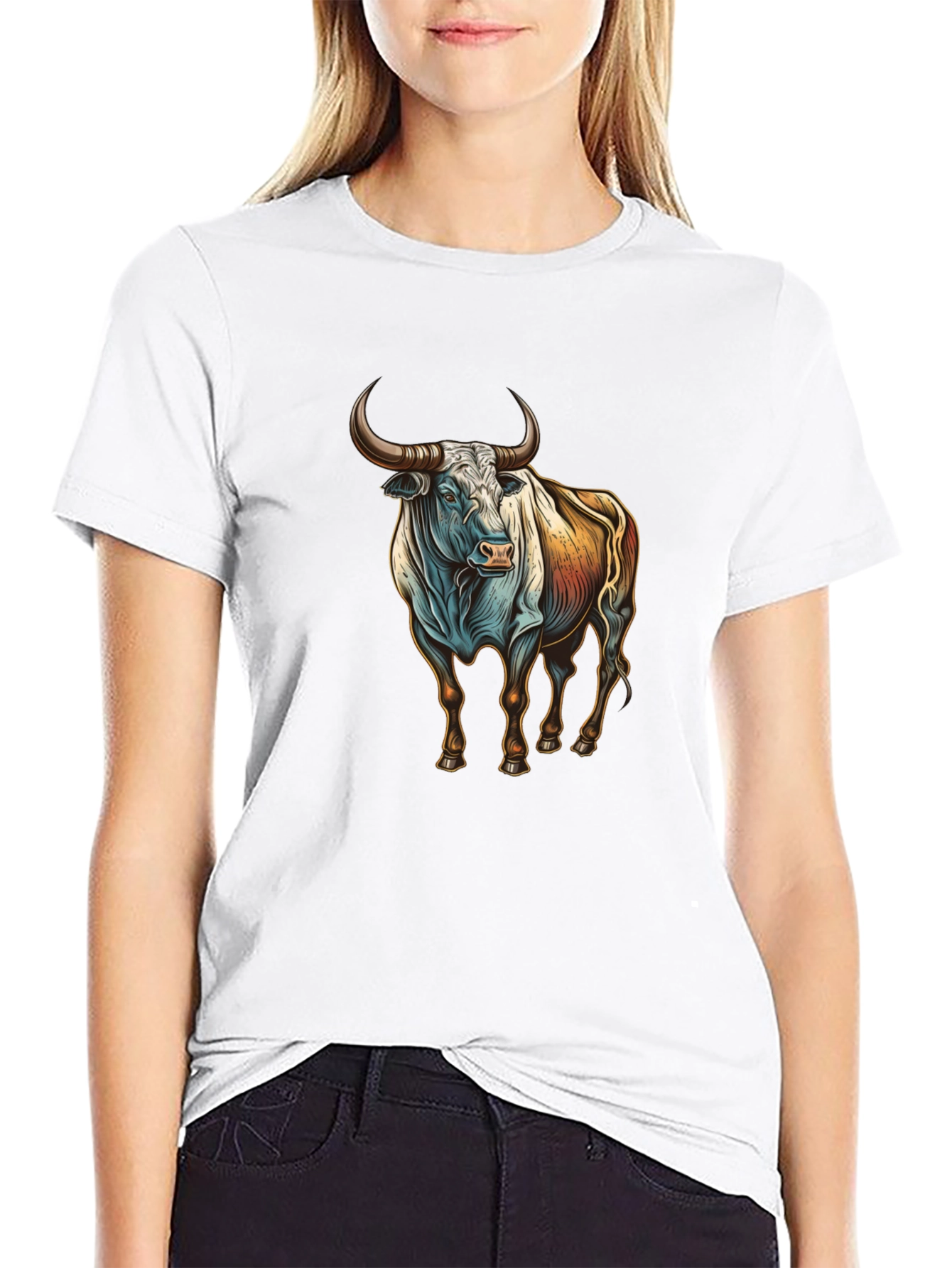 Bull Graphic Tee - Black Cotton Blend