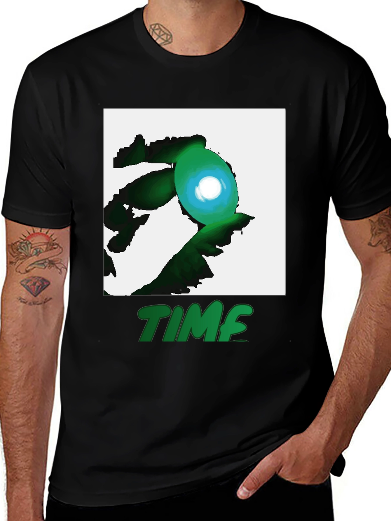 Abstract Time Graphic Tee - Black