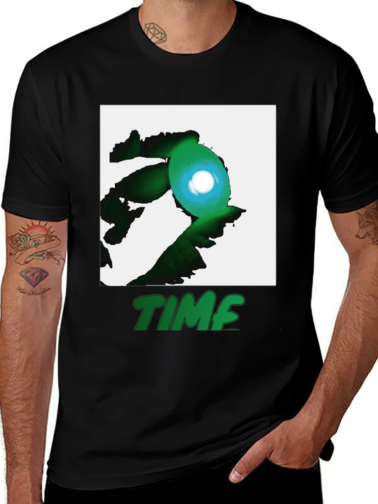 Abstract Time Graphic Tee - Black