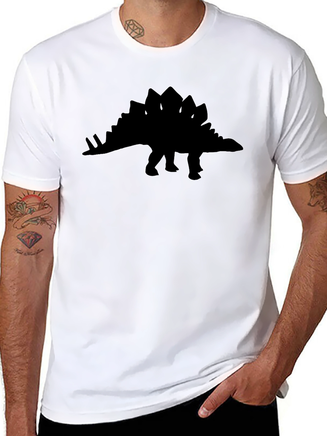 Stegosaurus Silhouette Graphic Tee - Black